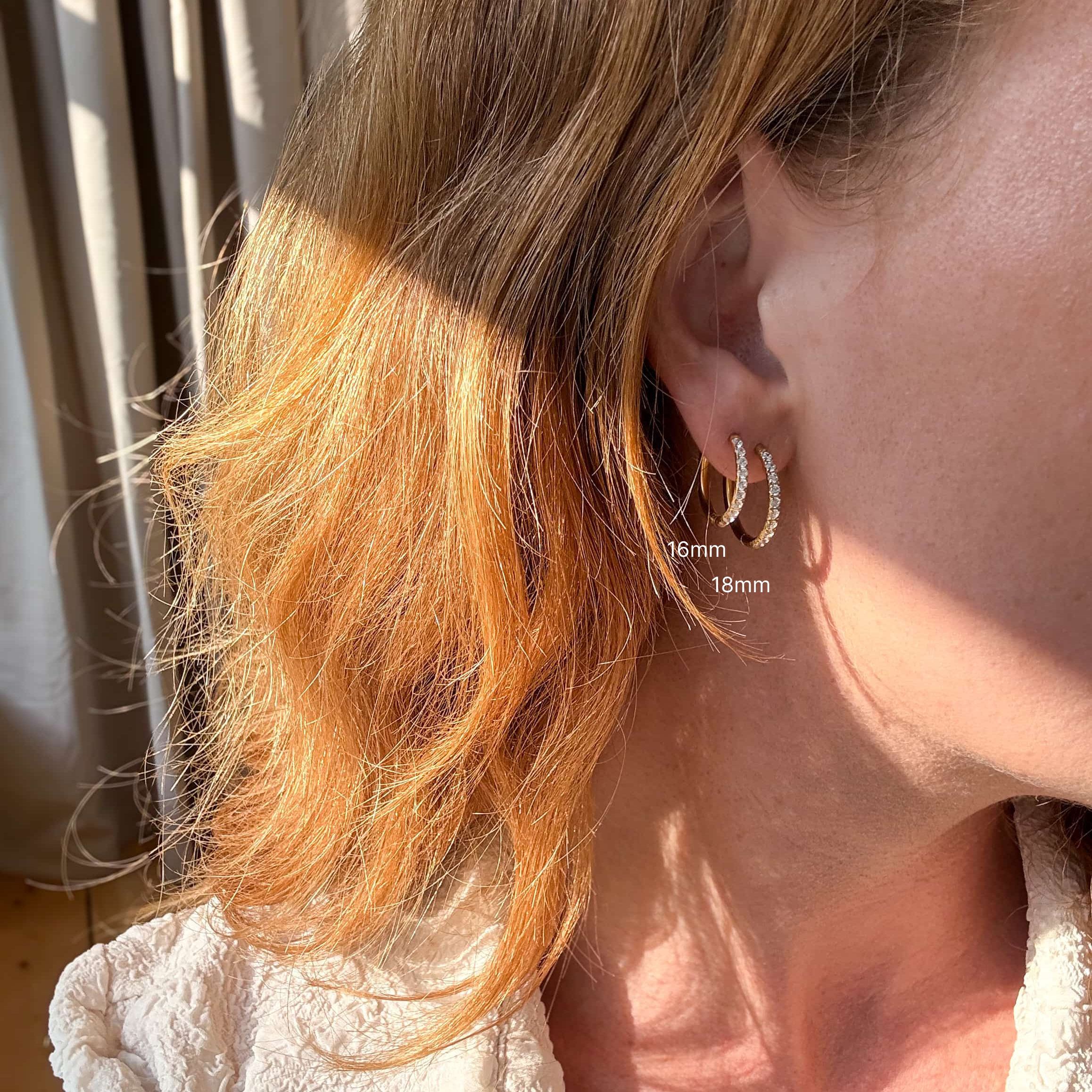 Kristall Ohrringe 18K vergoldet 16mm