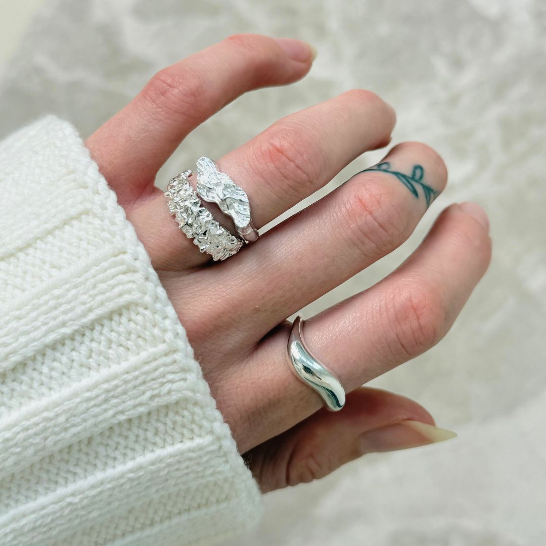Ekko Wave Chunky Ring Silber