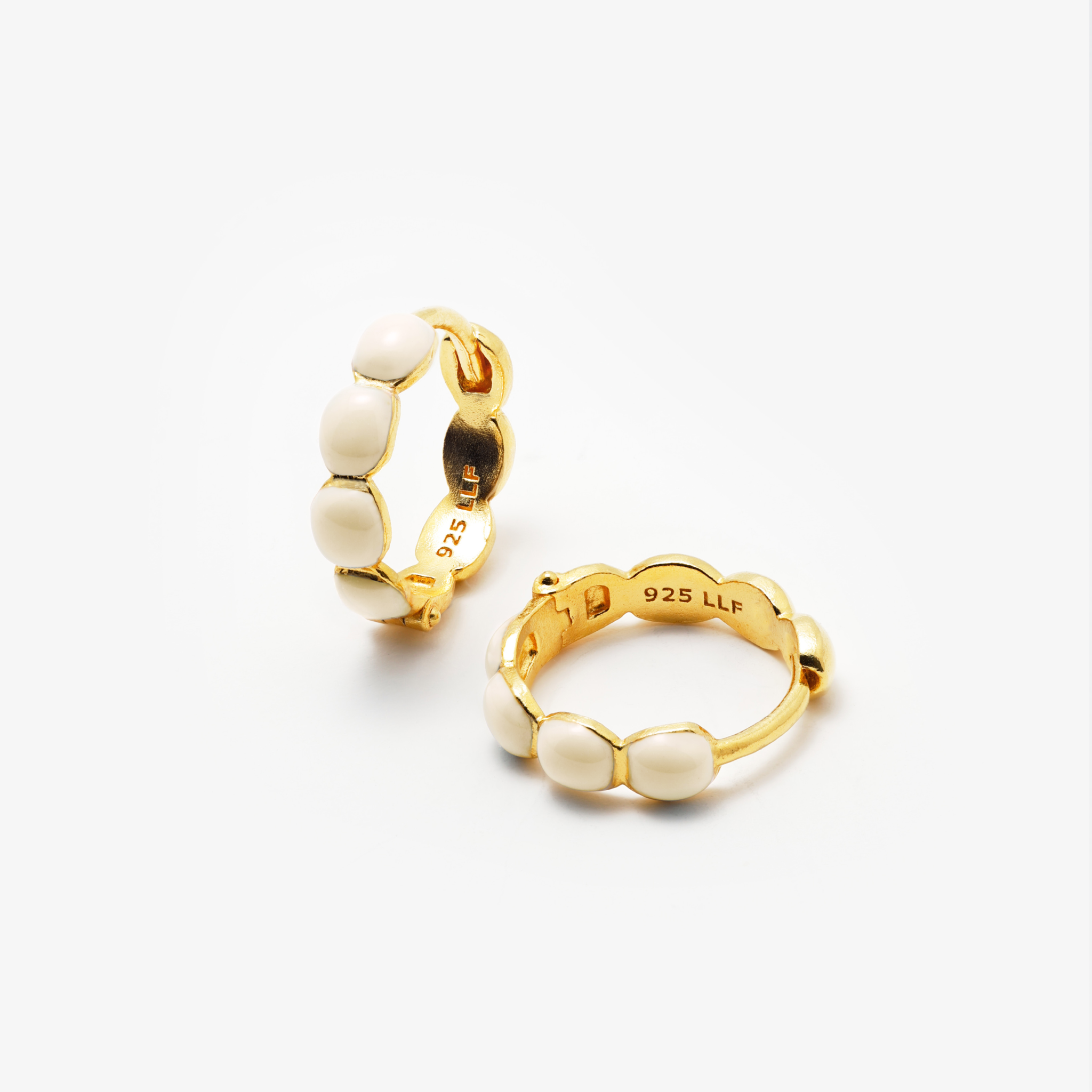 Boble Hoop Creme 14 mm Vergoldet
