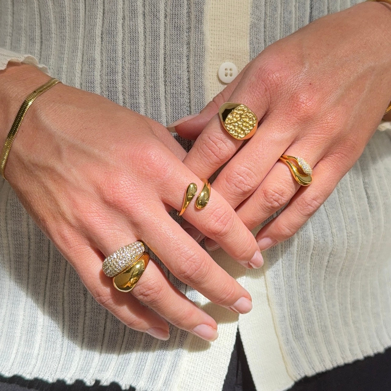Kristall Dome Ring vergoldet
