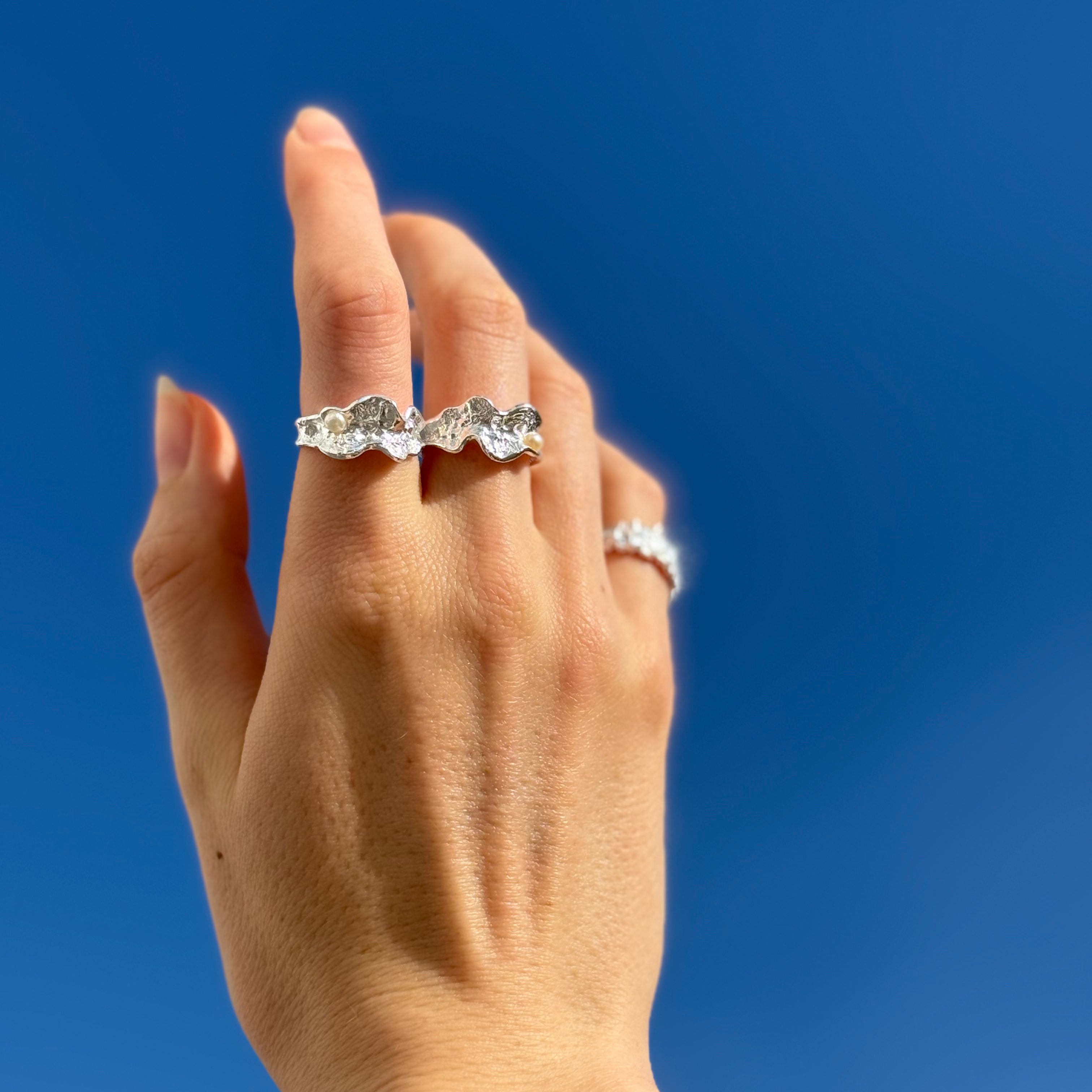 Magma Perlenring Silber