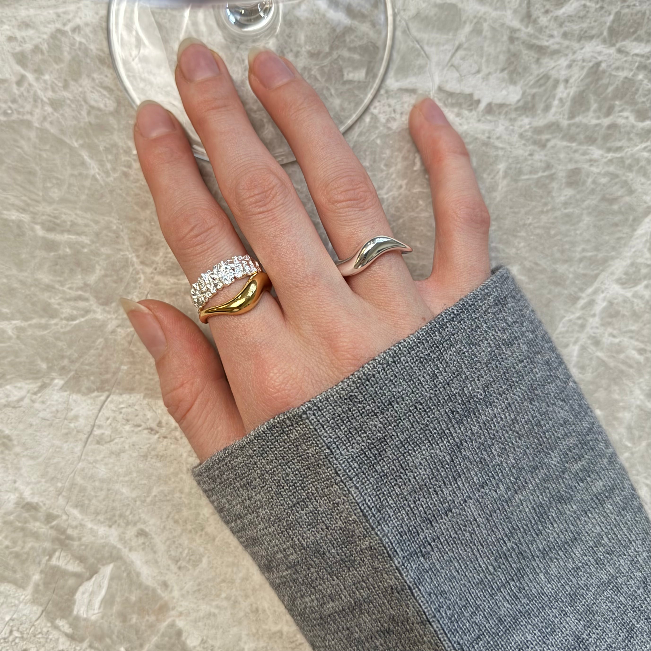 Ekko Wave Chunky Ring Silber