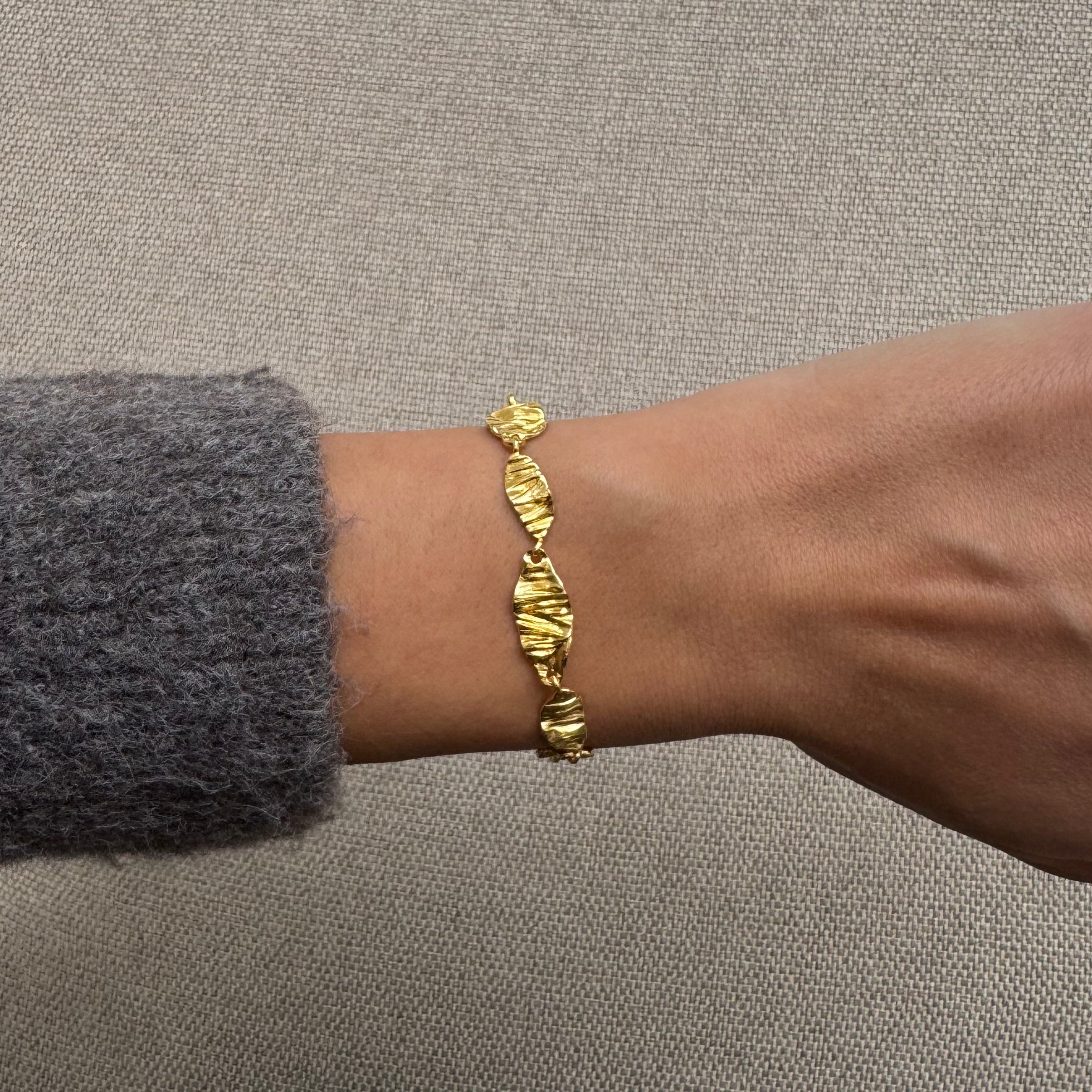 Chunky Melted Armband vergoldet