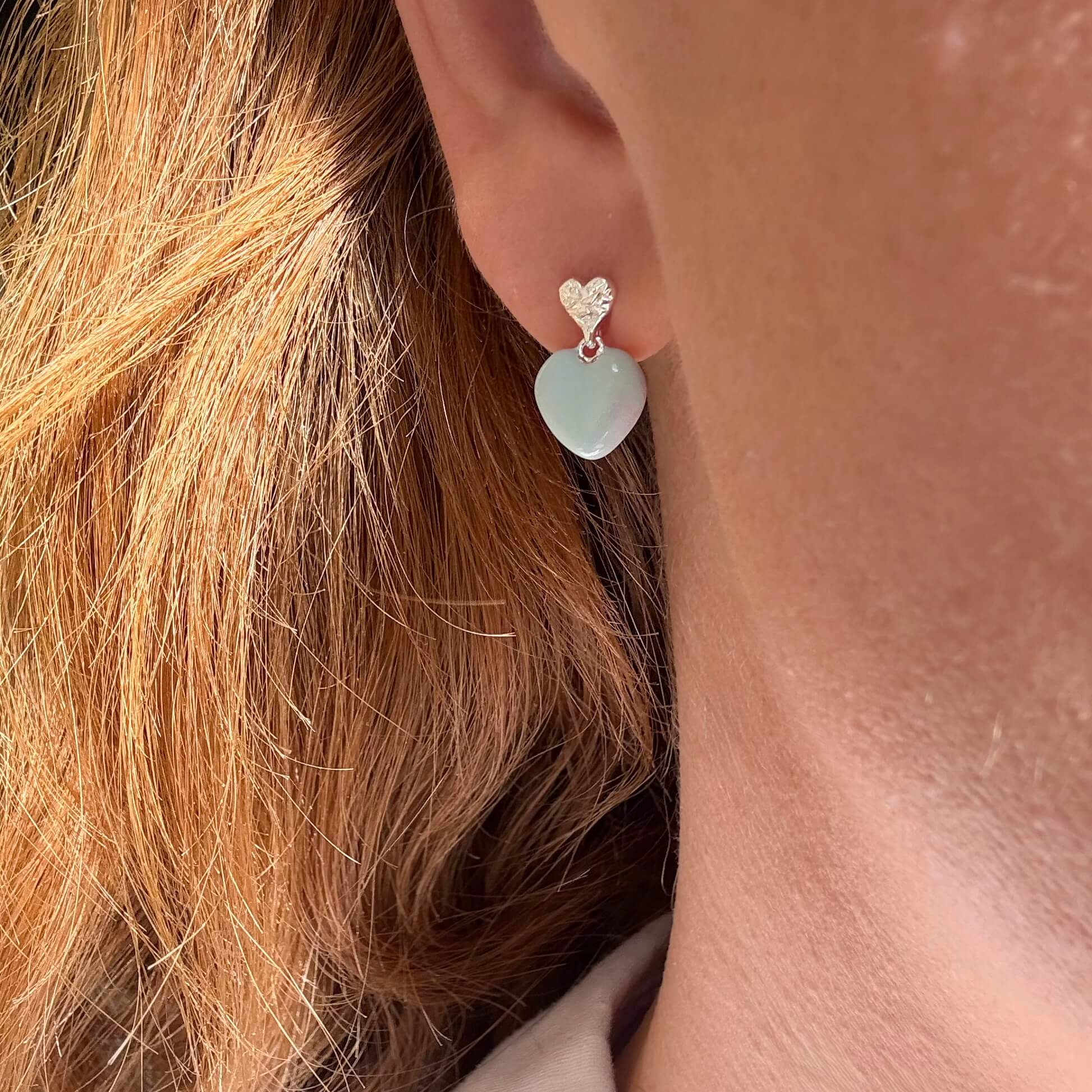 Blaues Herz-Stecker versilbert