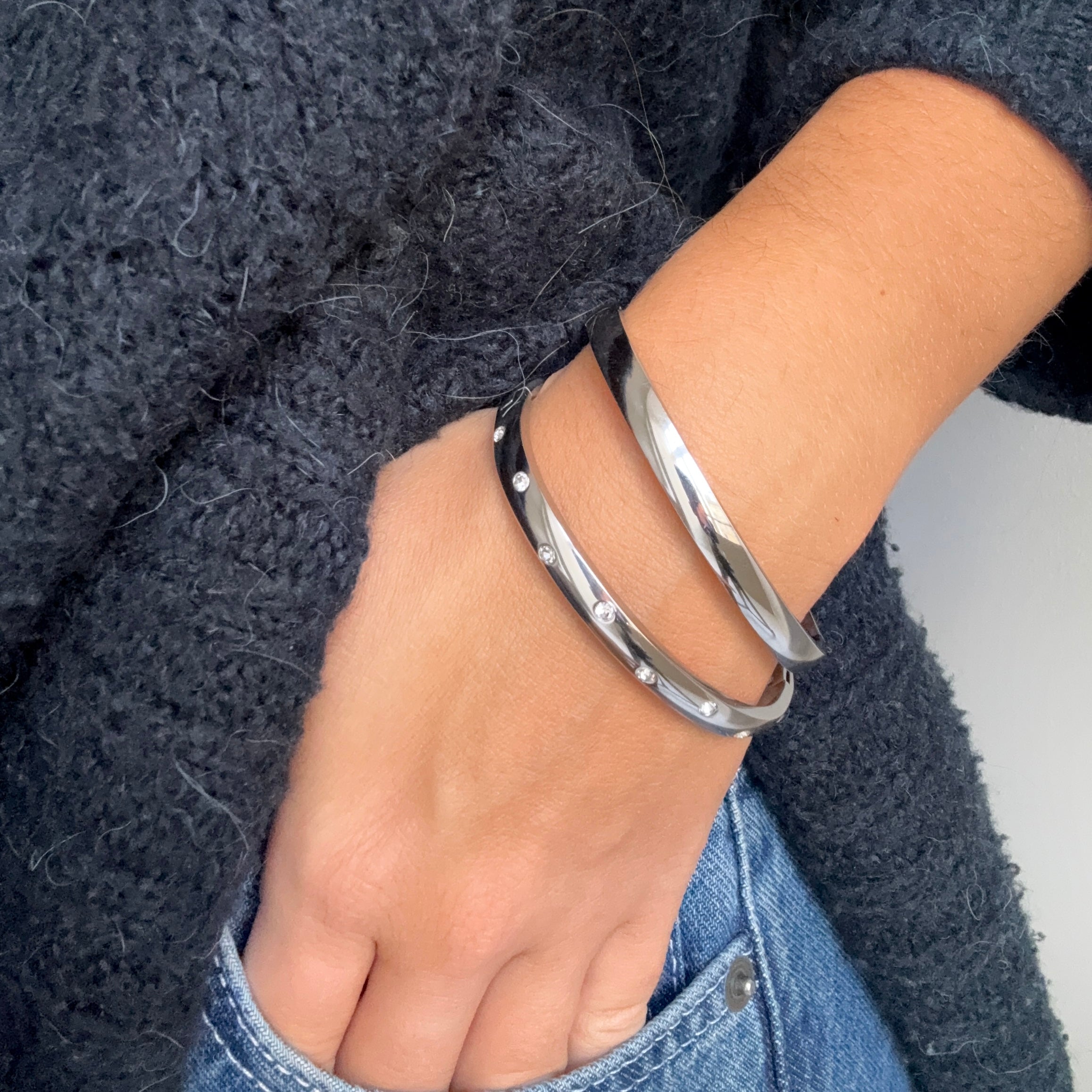 Flow Kristall Punkt Armband versilbert