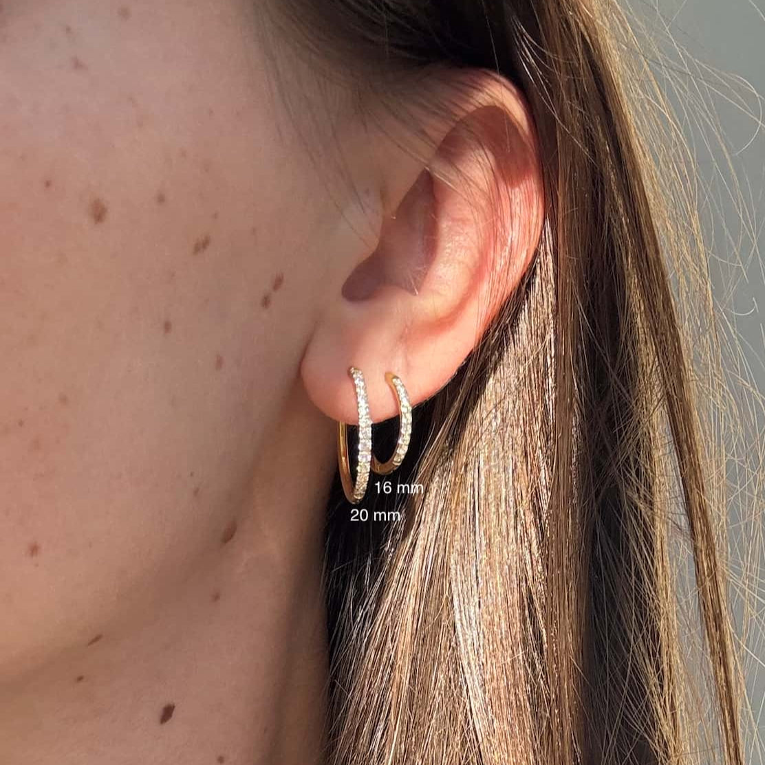 Kristallohrringe 18K vergoldet 20 mm