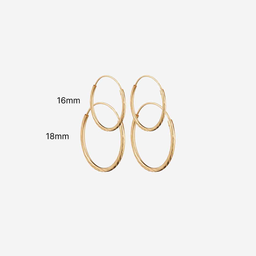 Diamond Cut Hoop Komplett Set: 2 Ohrringe