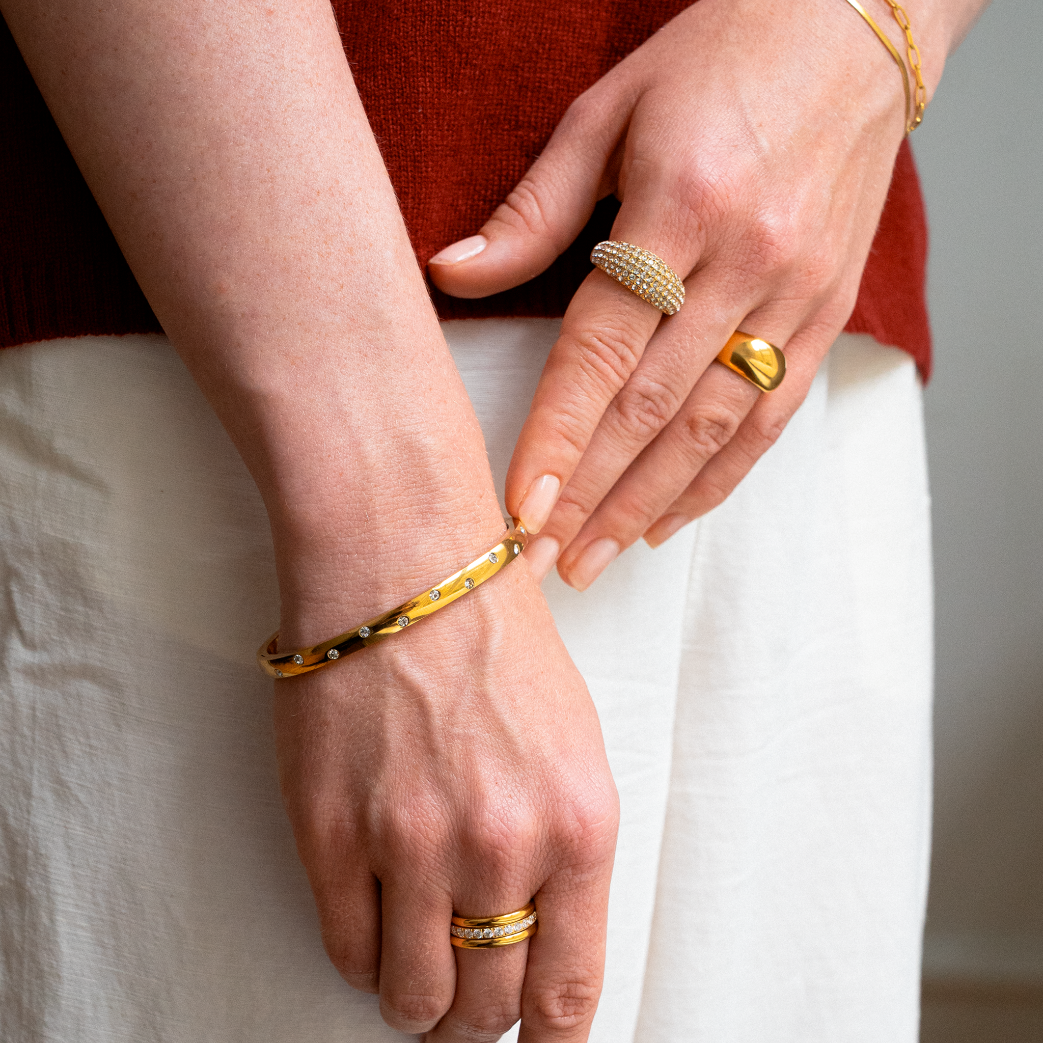Kristall Dome Ring vergoldet