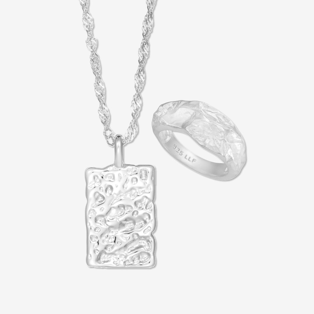 Magma Hammerschlag Silber Set