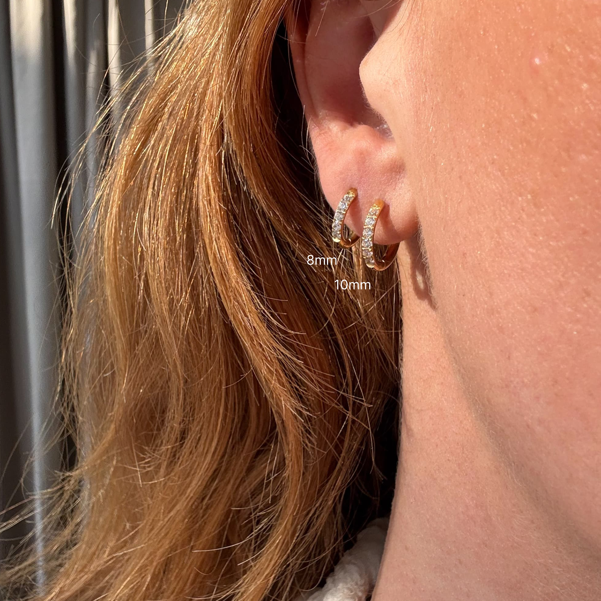 Kristall Ohrringe 18K vergoldet 8mm