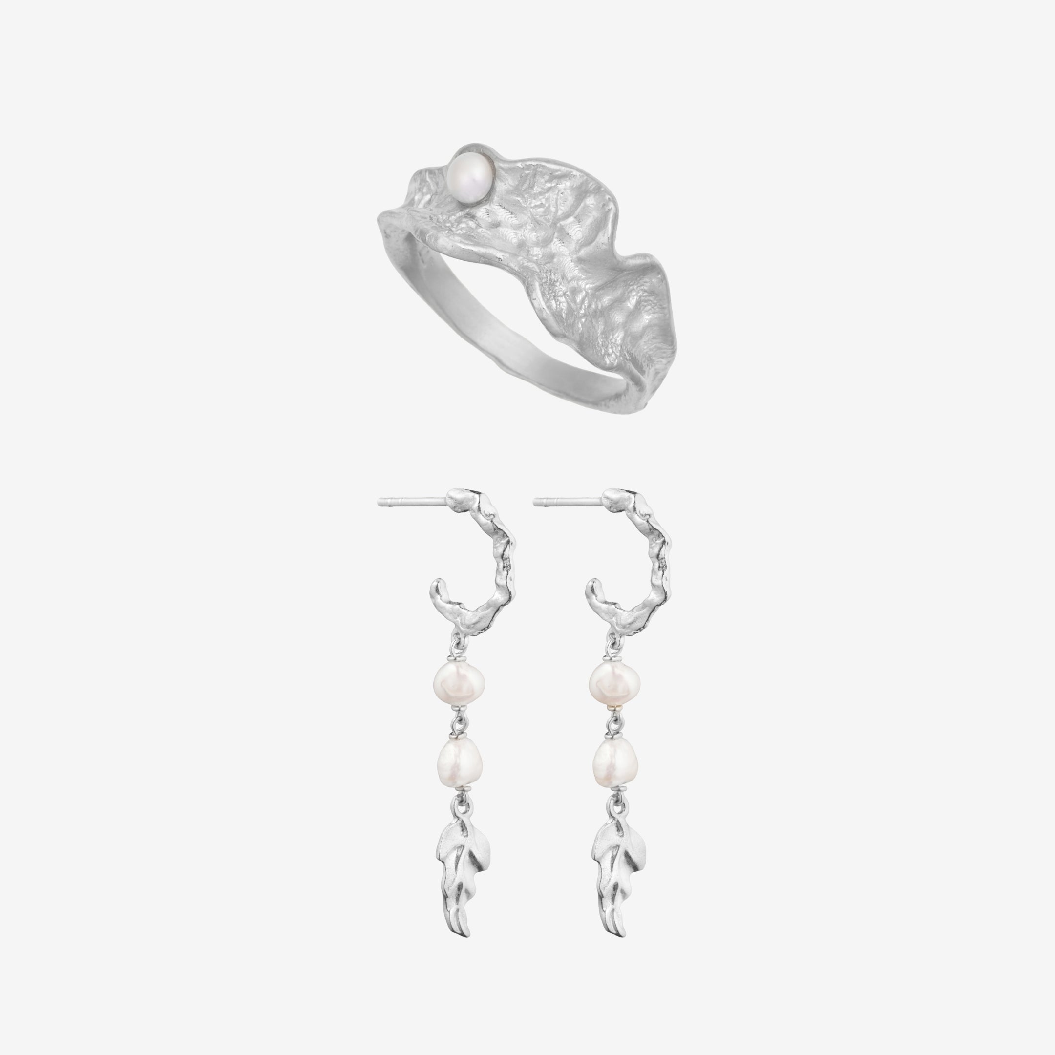 Magma Perlen Set Silber