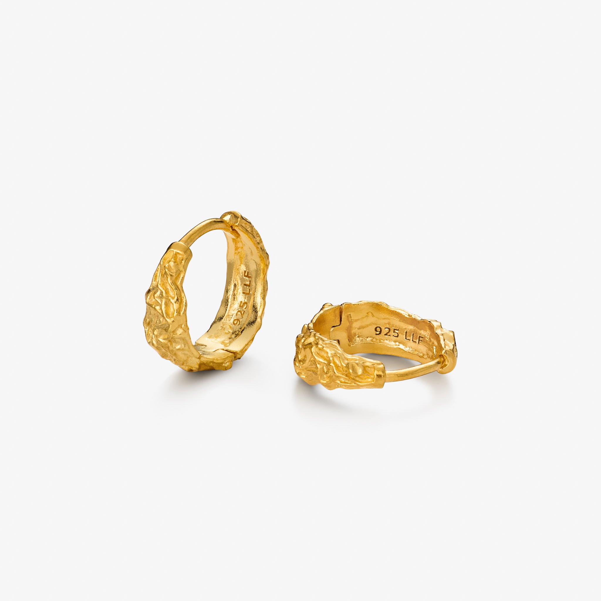Melted Hoop 12 mm Øreringe Guldbelagt