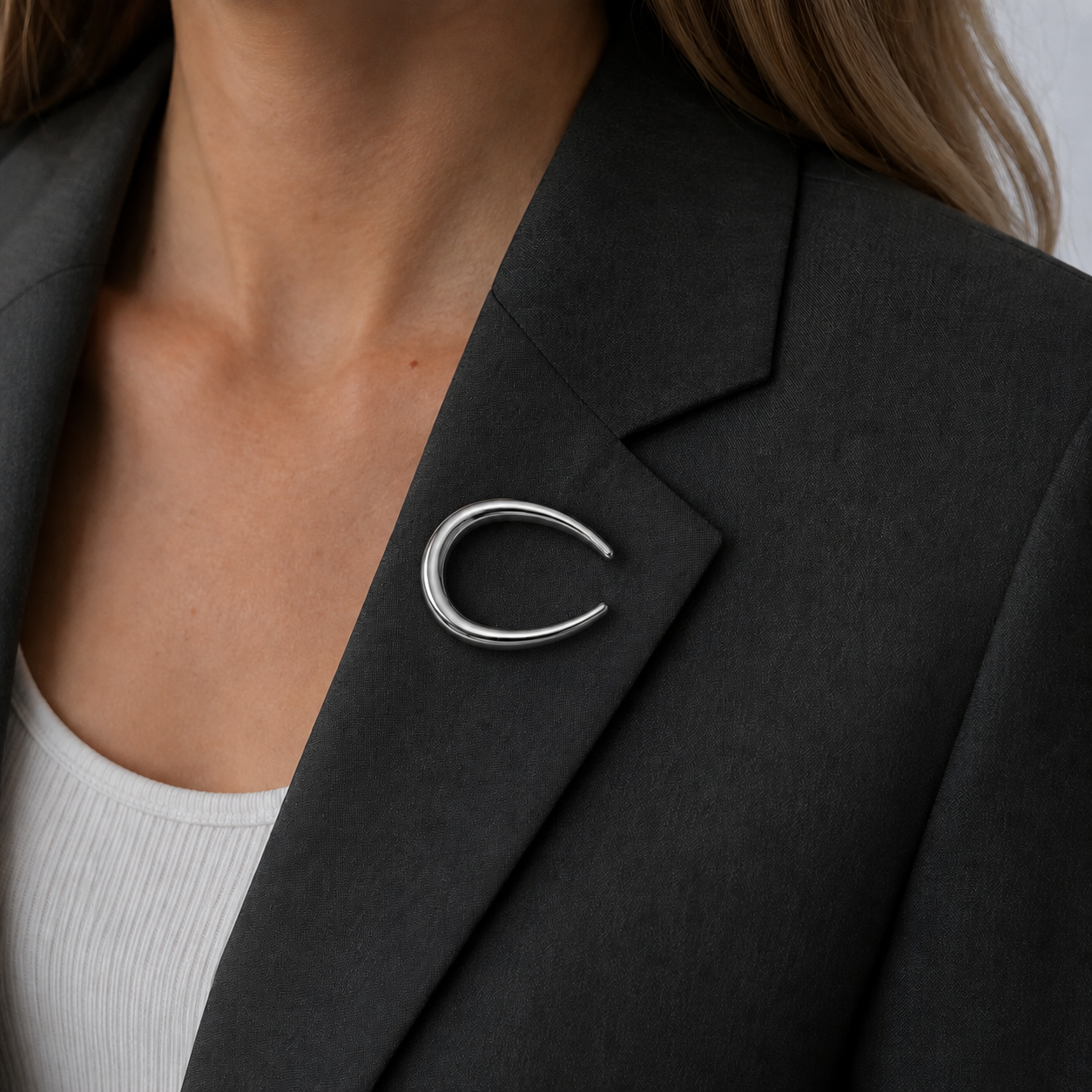 Mond Brosche Silber