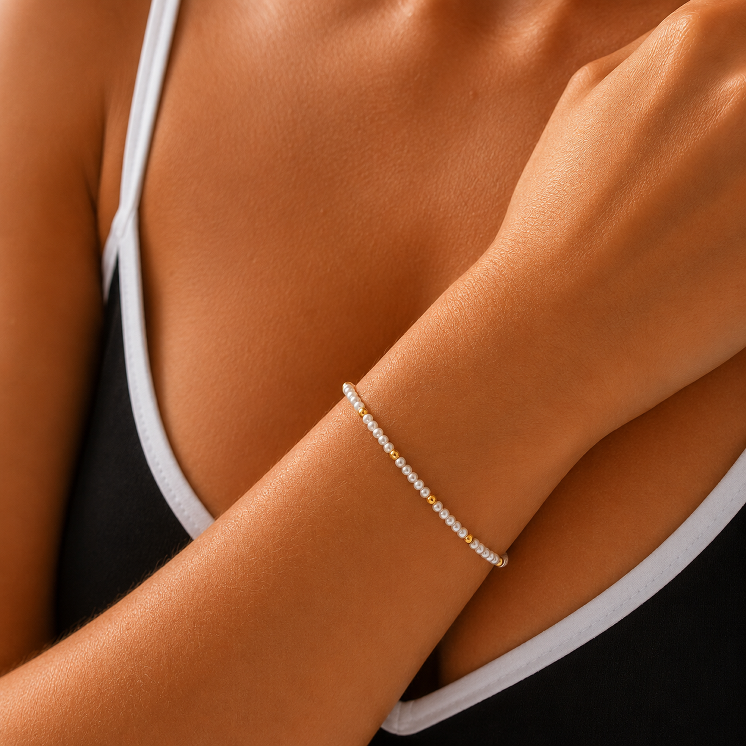 Mikro Perlen Armband mit Golddetails