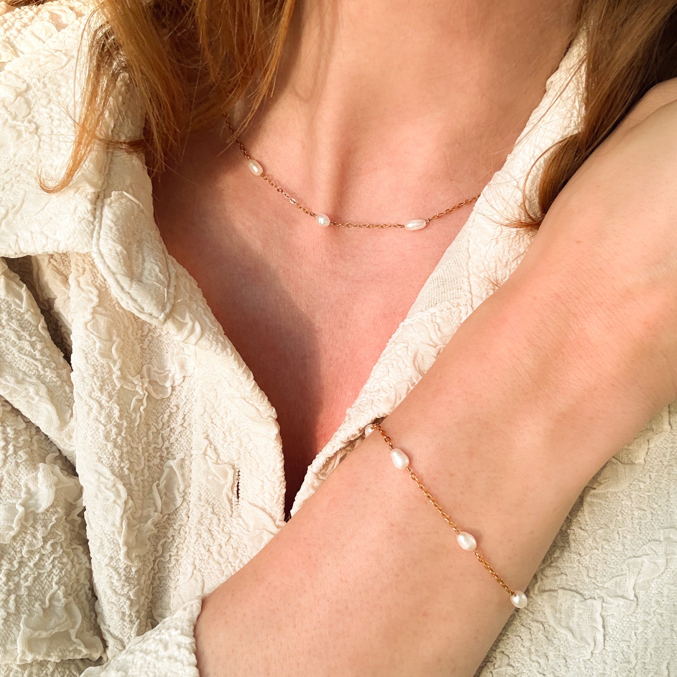 Dot Perlenarmband vergoldet