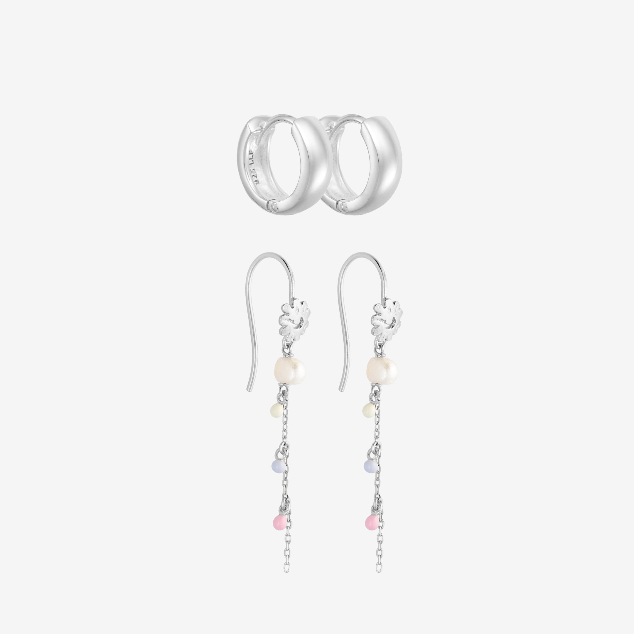 Silber Pastell, Chunky Creolen Set: 2 Ohrringe