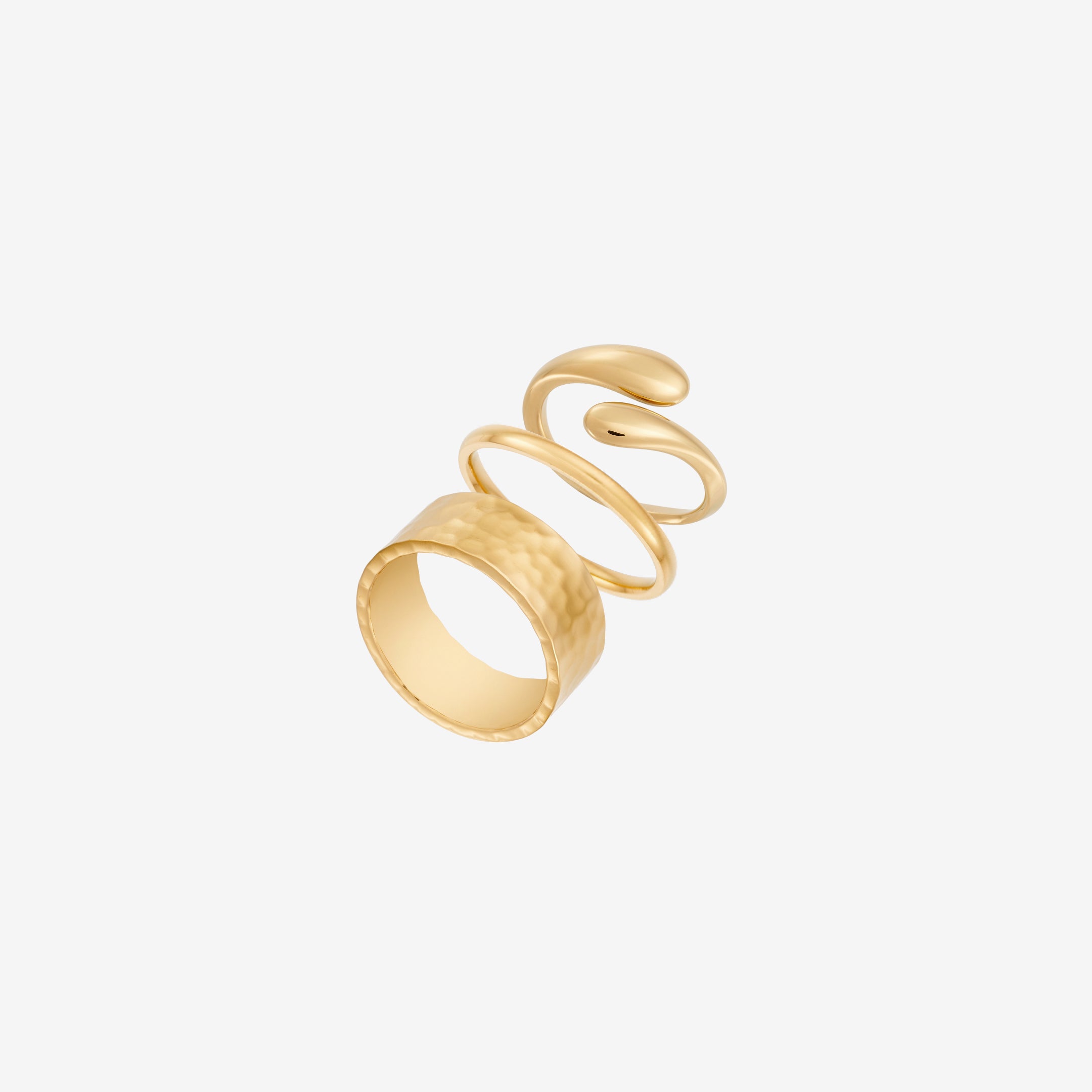 Klassisches Einfaches und Gehämmerte Ringe Set: 3 Ringe