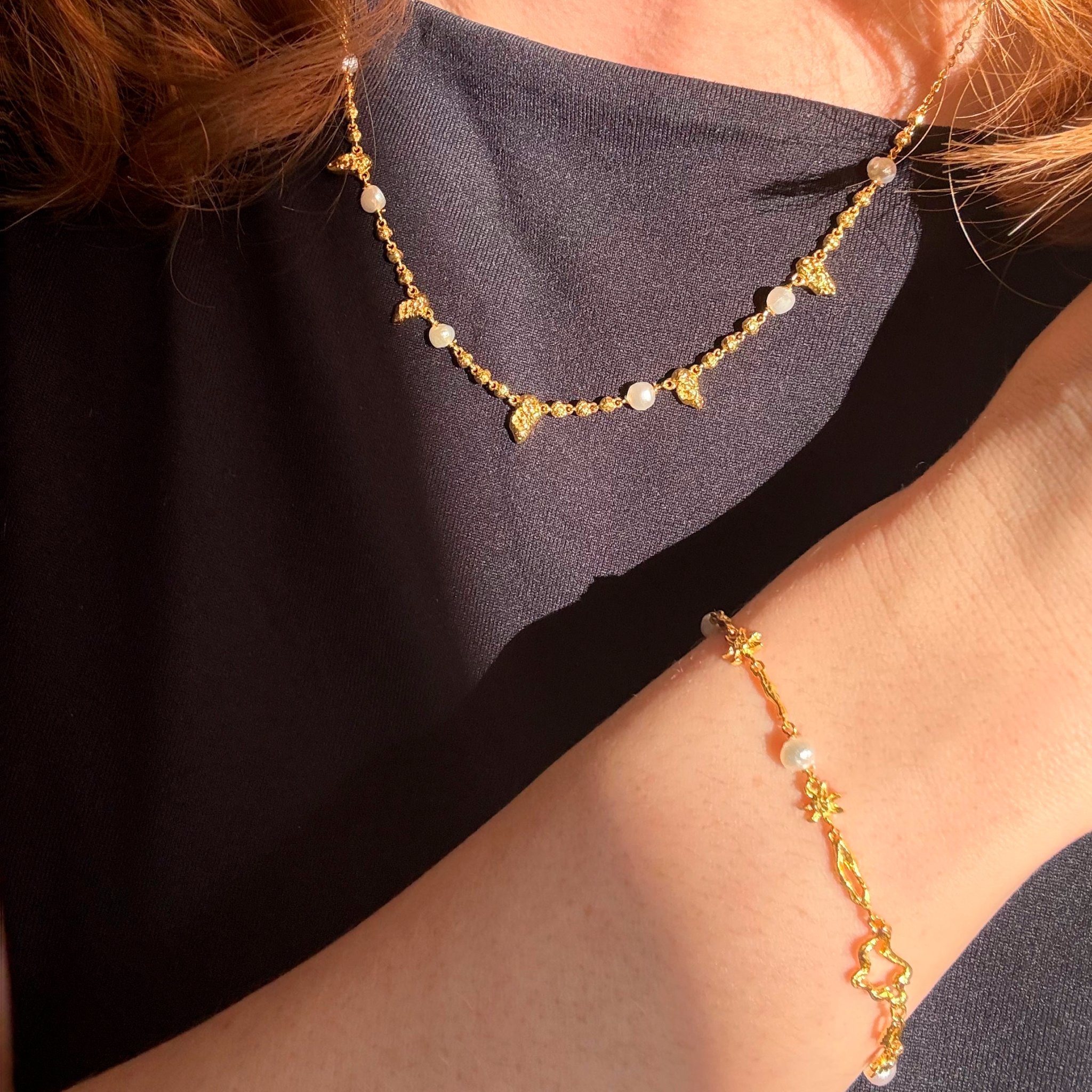 Solis Perlenarmband vergoldet