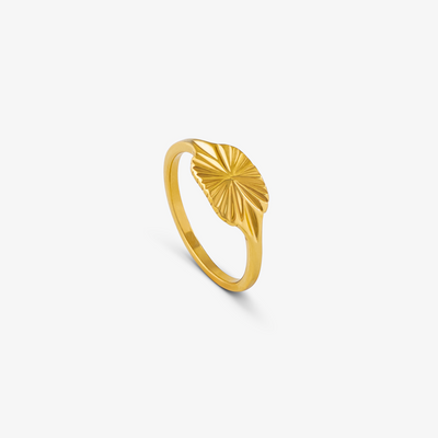 Sun Oval Signet Ring i guld