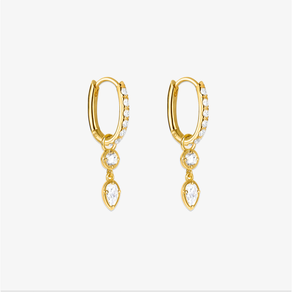 Essential Krystal Hoop og Mirror Drop Guldbelagt Double