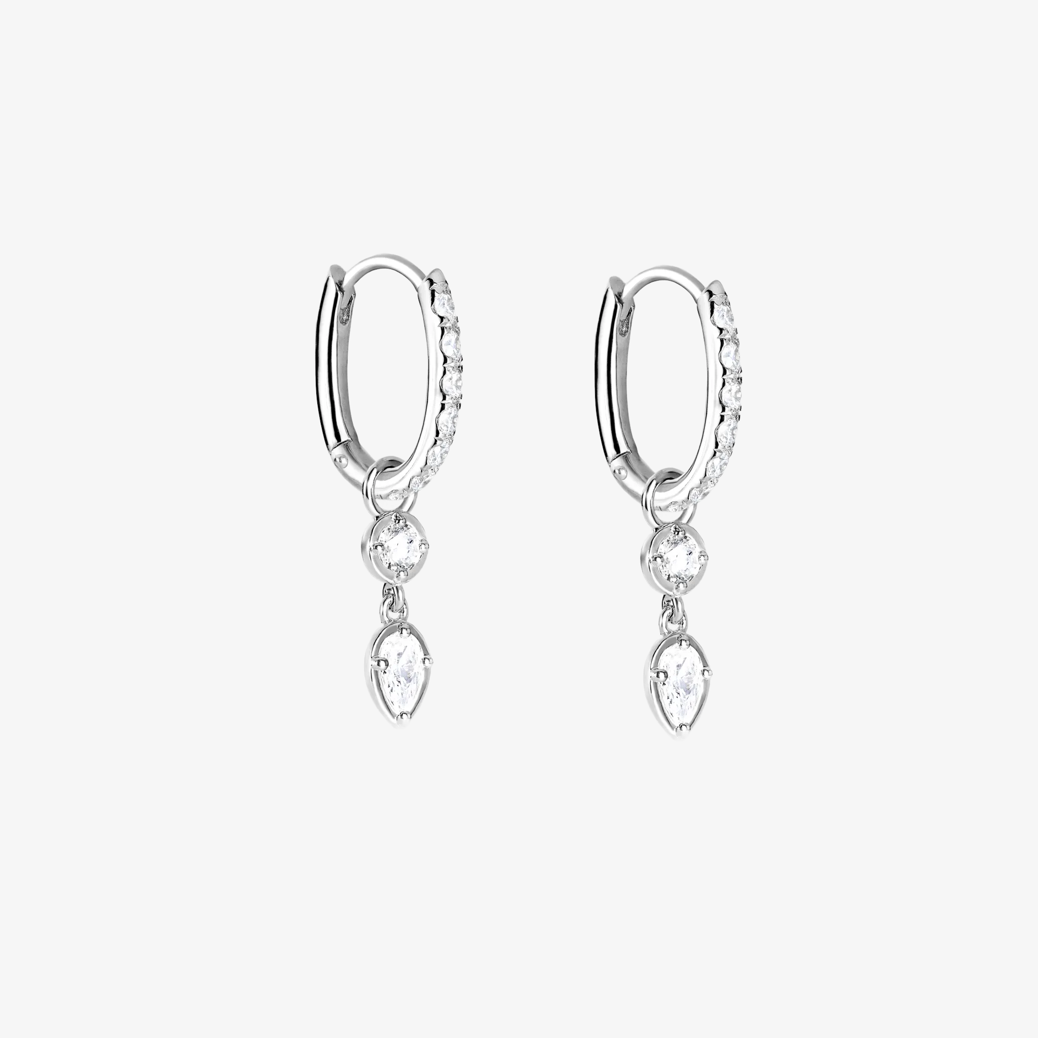 Essential Krystal Hoop und Mirror Drop versilbert Double