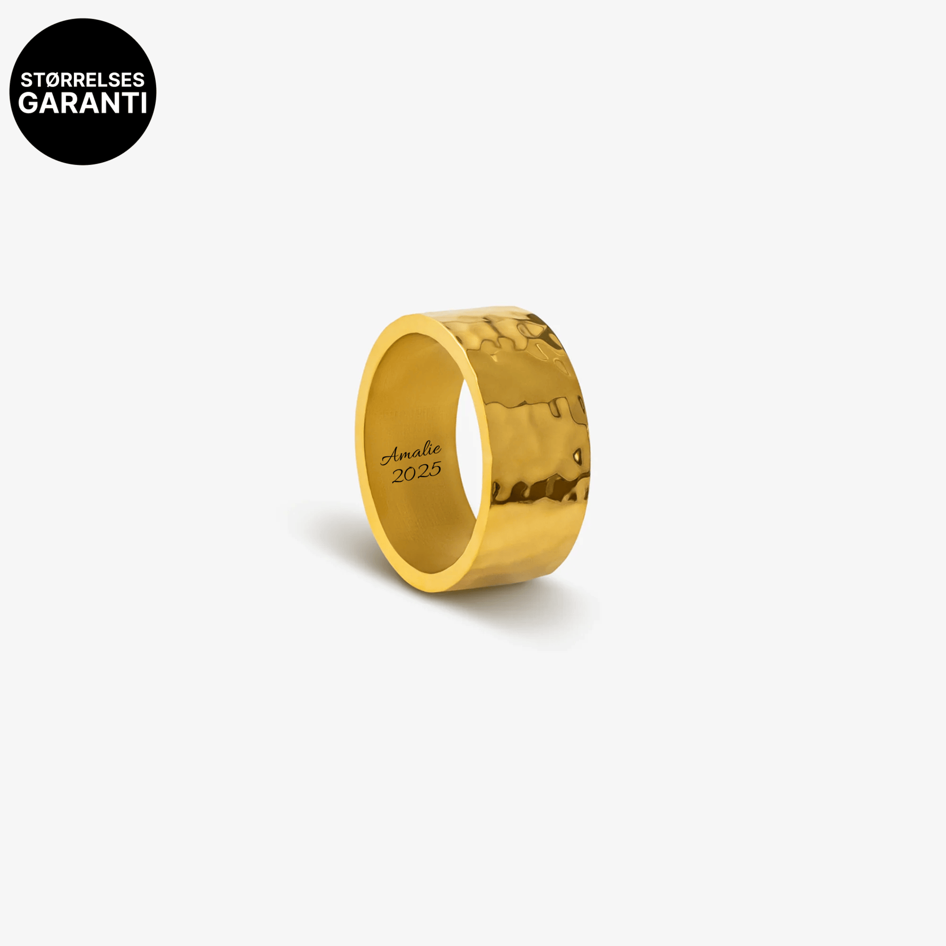 Gehämmerter Chunky Ring Goldbeschichtet mit Gravur