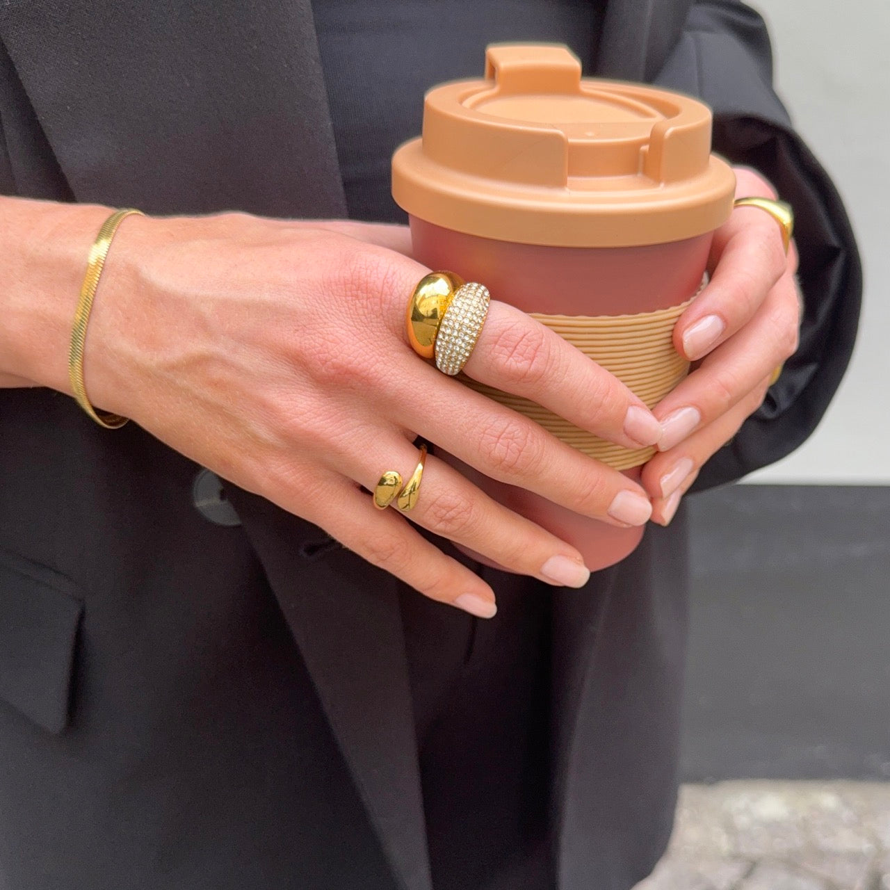 Kristall Dome Ring vergoldet