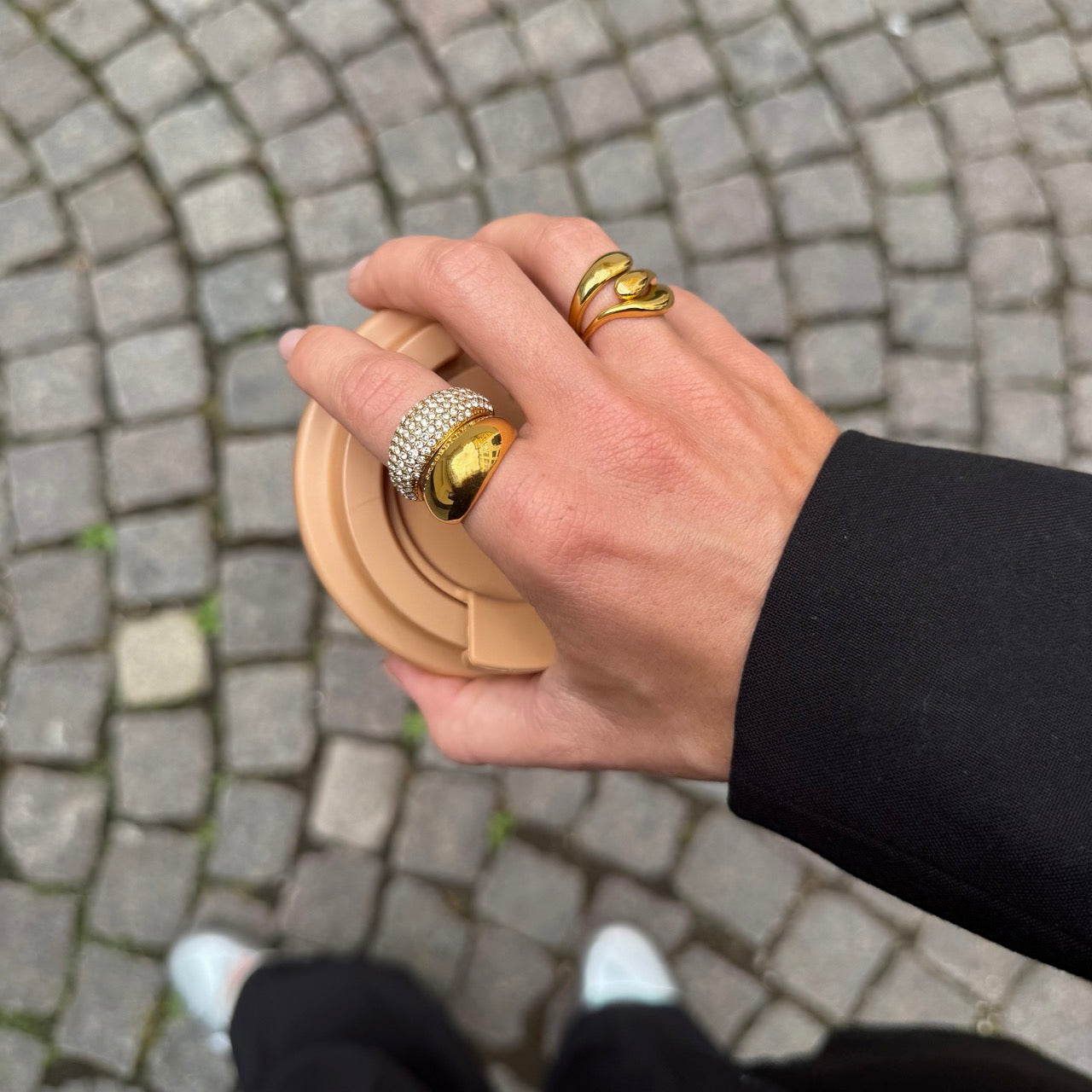 Kristall Dome Ring vergoldet