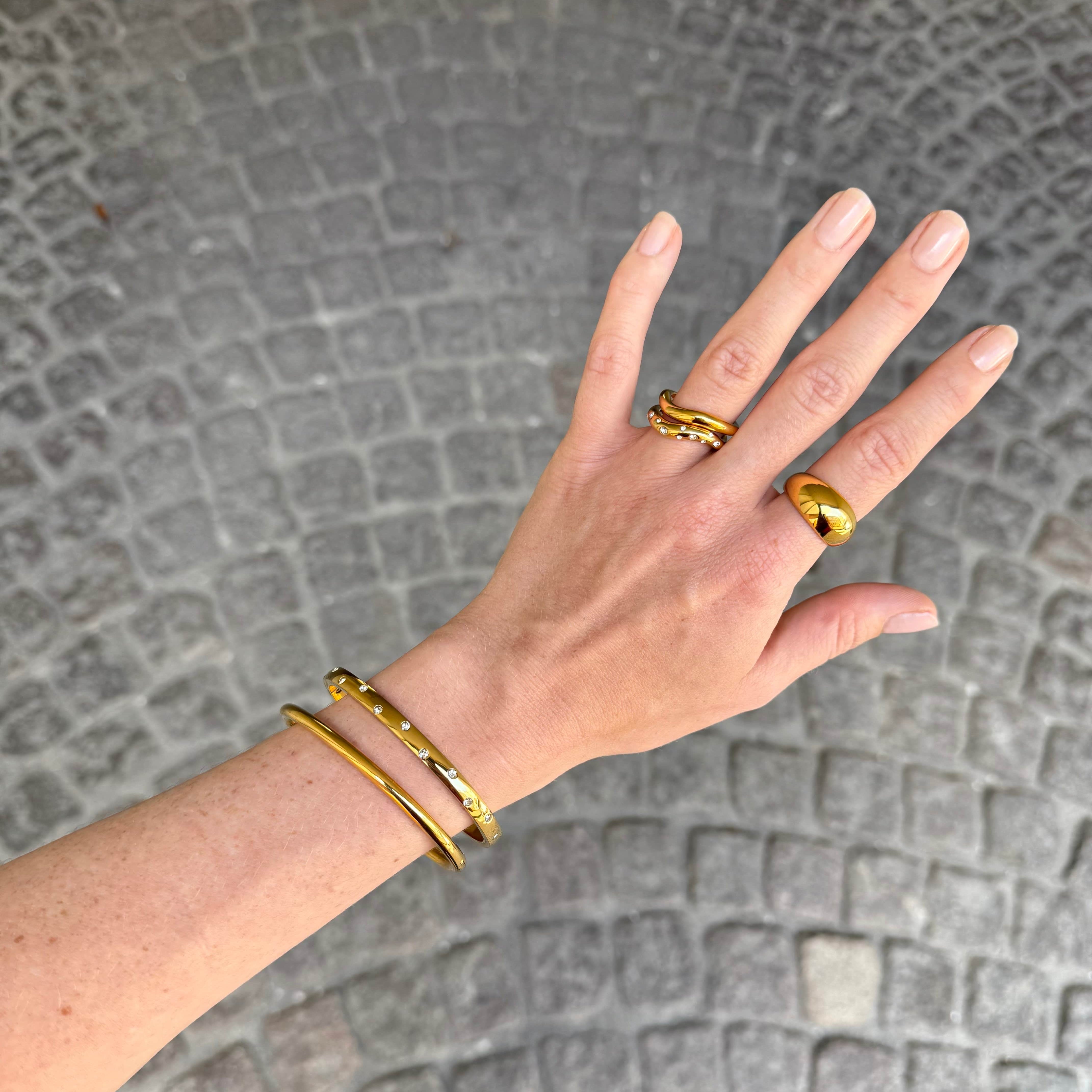 Flow Kristall Punkt Armband vergoldet