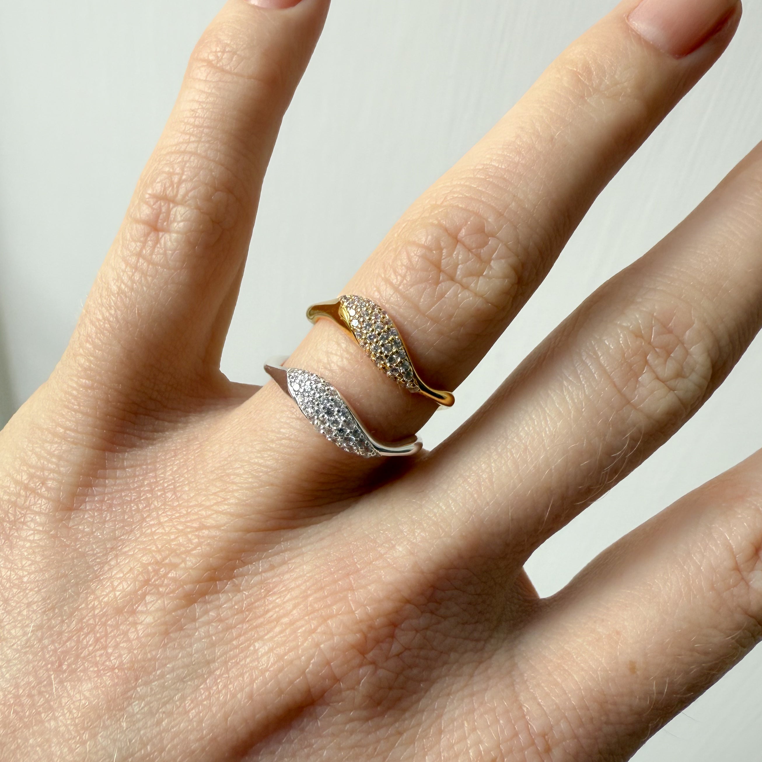 Wave Kristall Ring Silber
