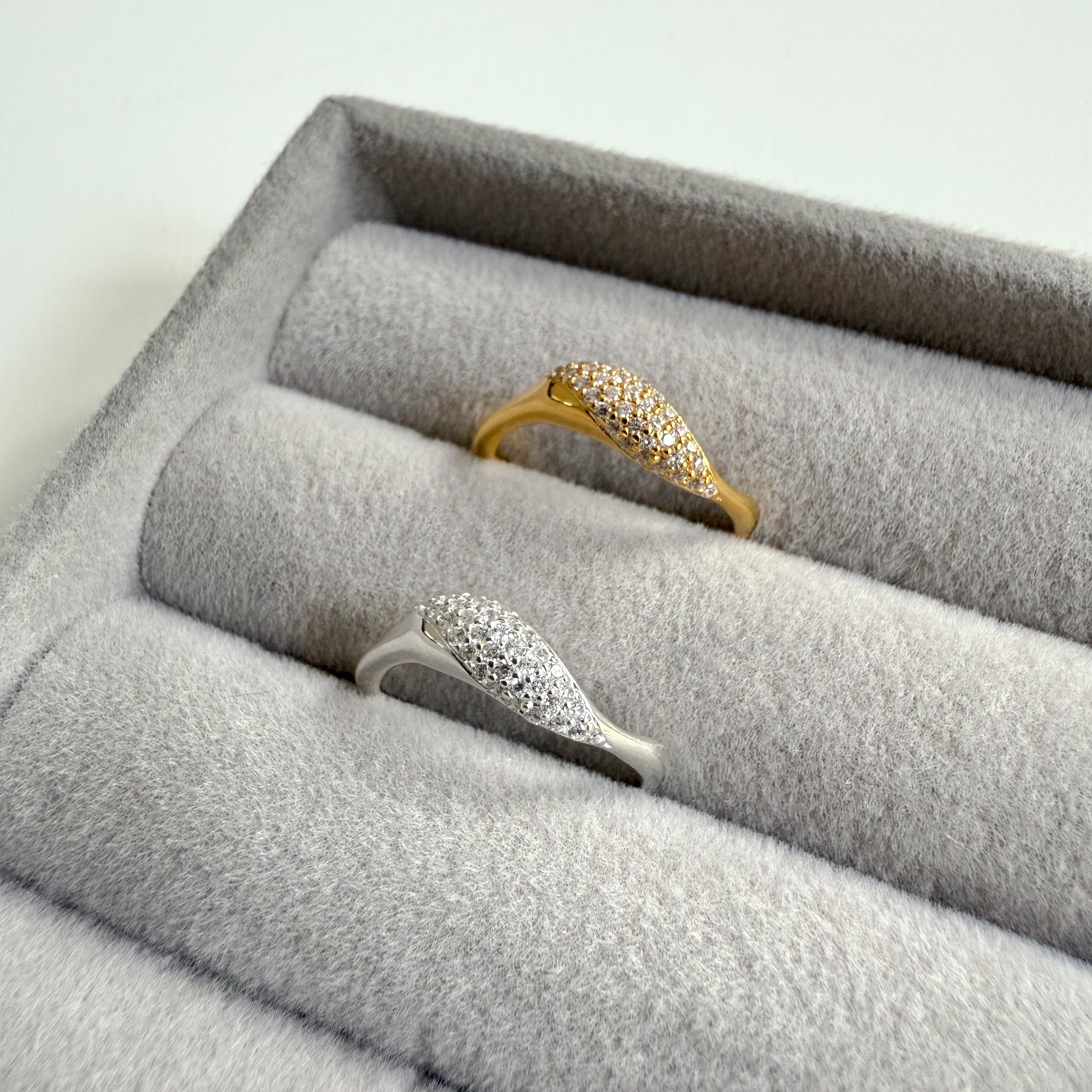 Wave Kristall Ring Silber