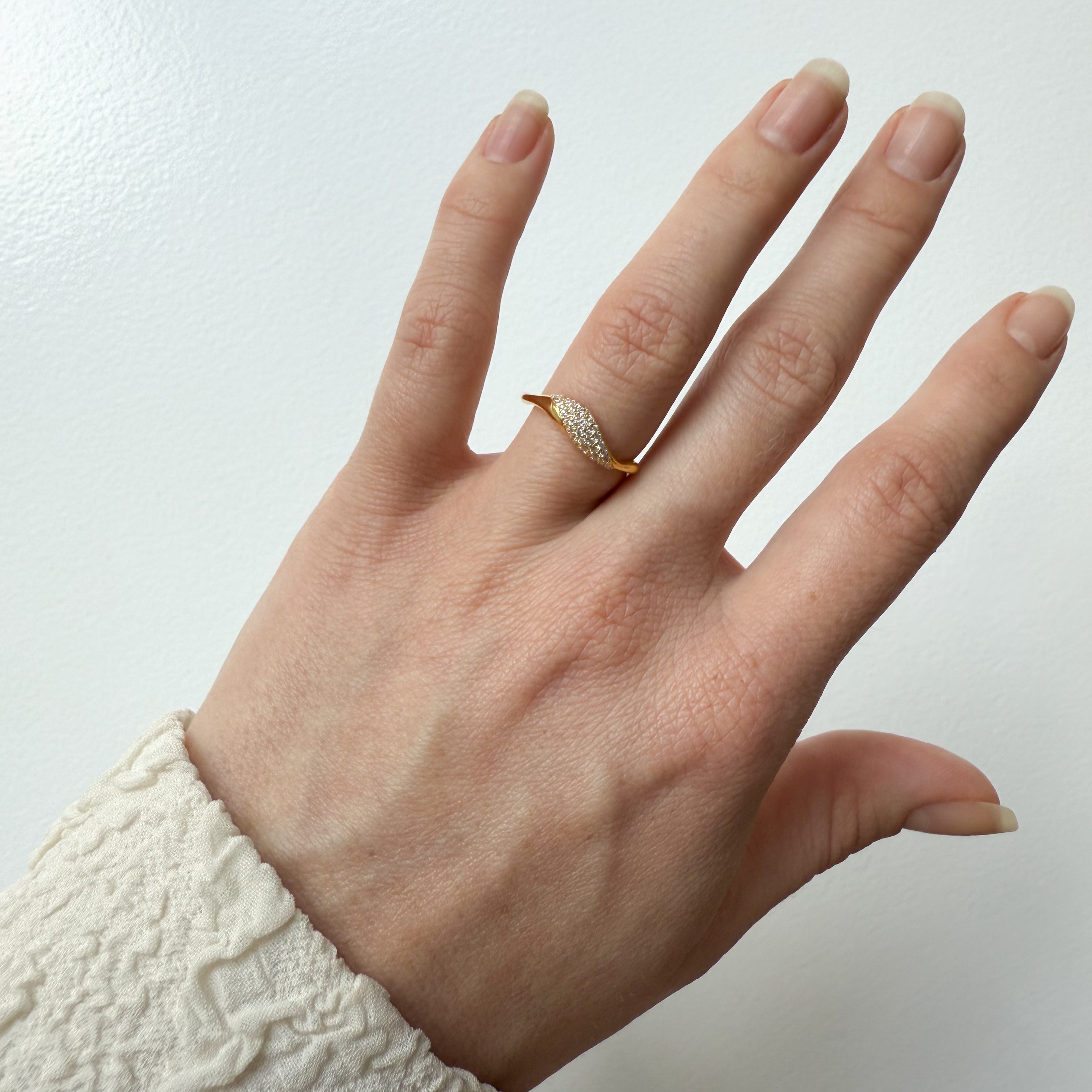 Wave Kristall Ring Vergoldet