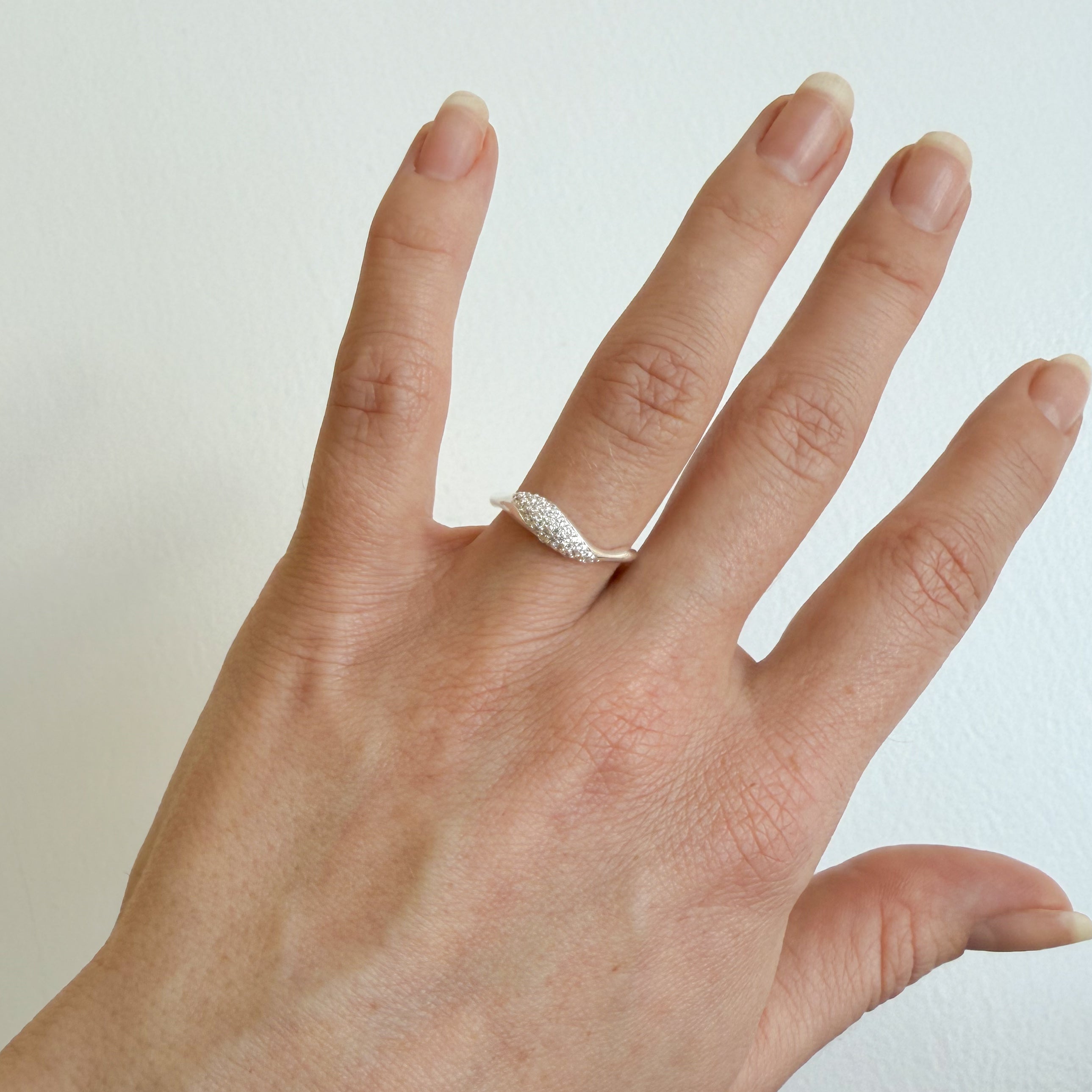 Wave Kristall Ring Silber