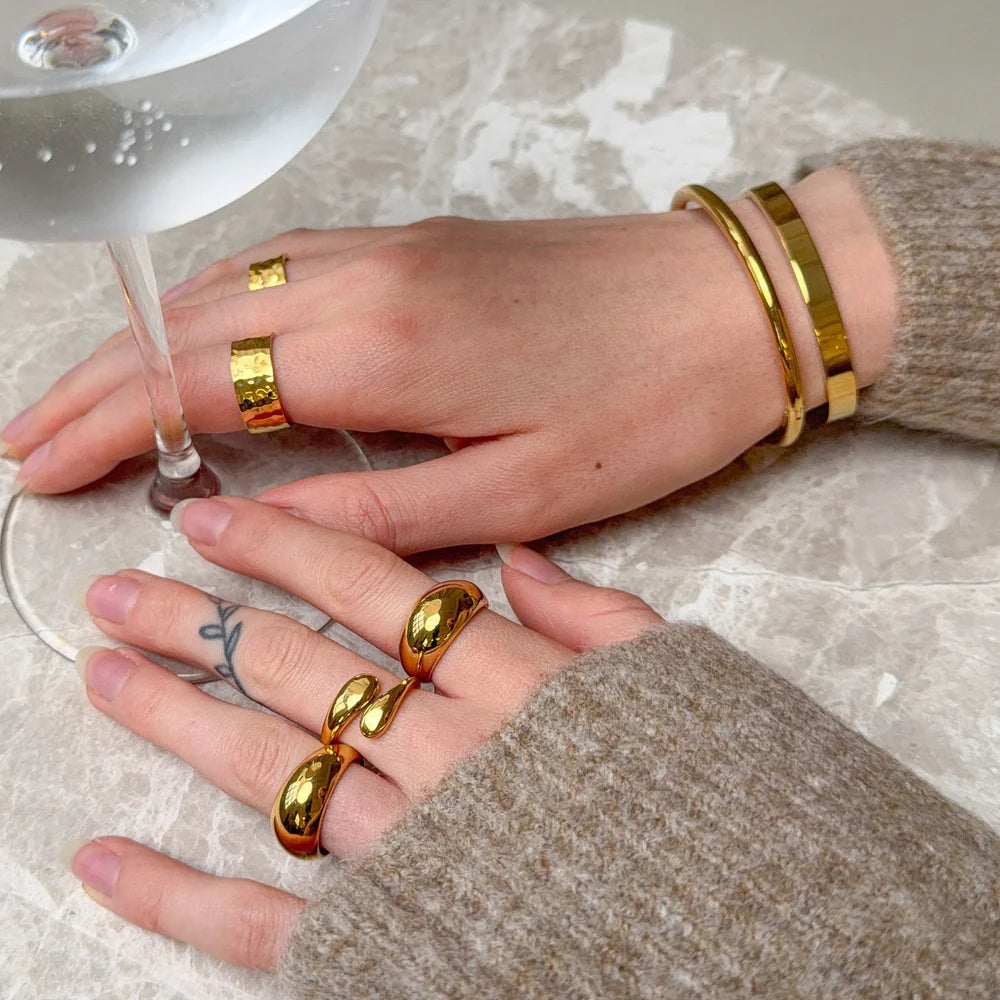 Klassisches Chunky Set: 2 Ringe & 1 Ohrring