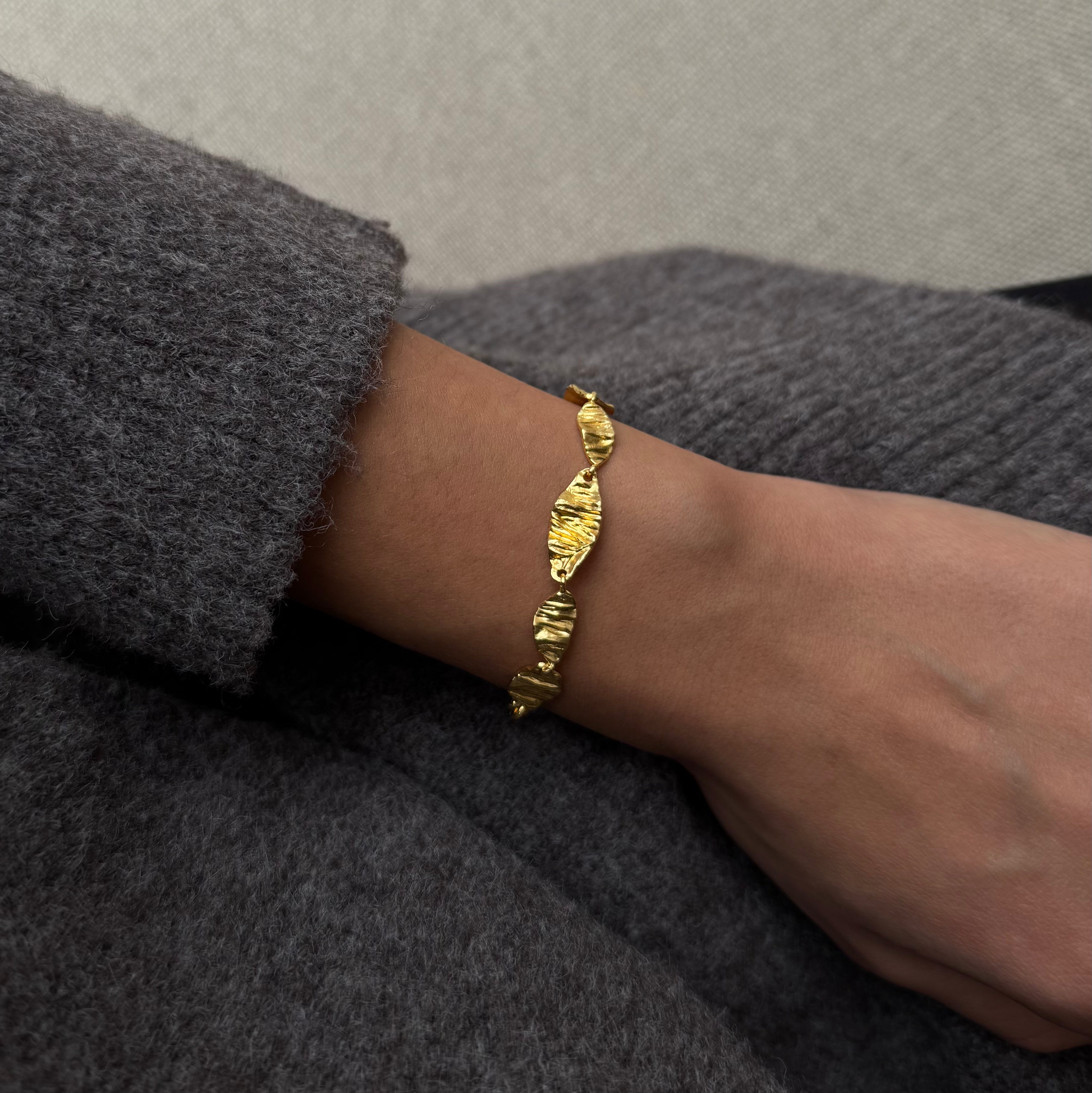 Chunky Melted Armband vergoldet