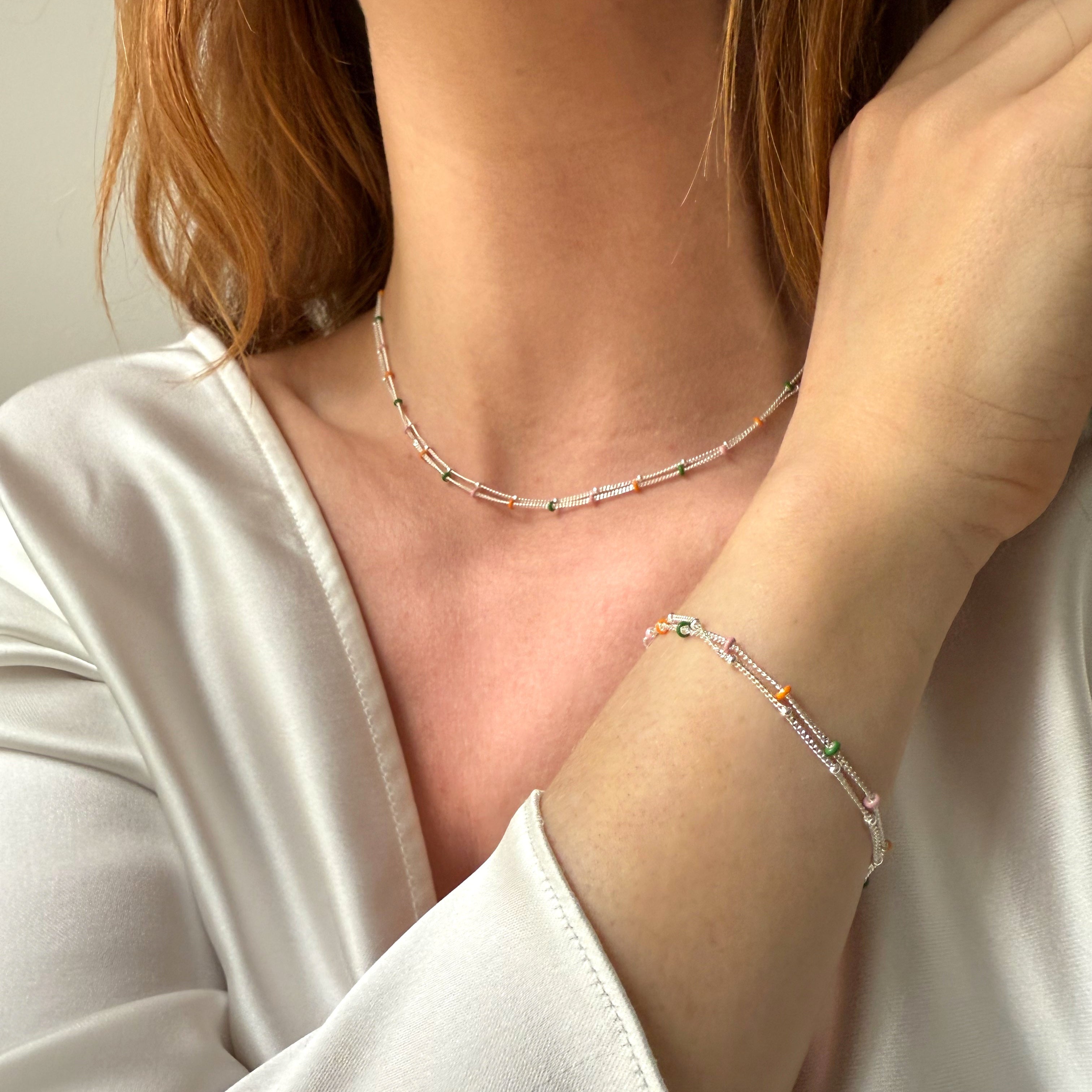 Double Dots Halskette Silber