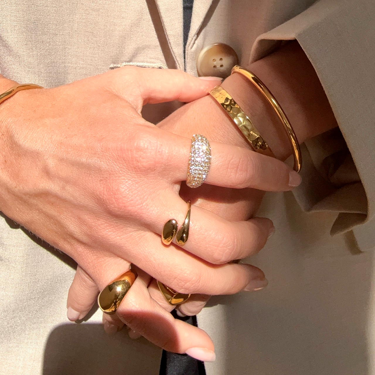 Kristall Dome Ring vergoldet