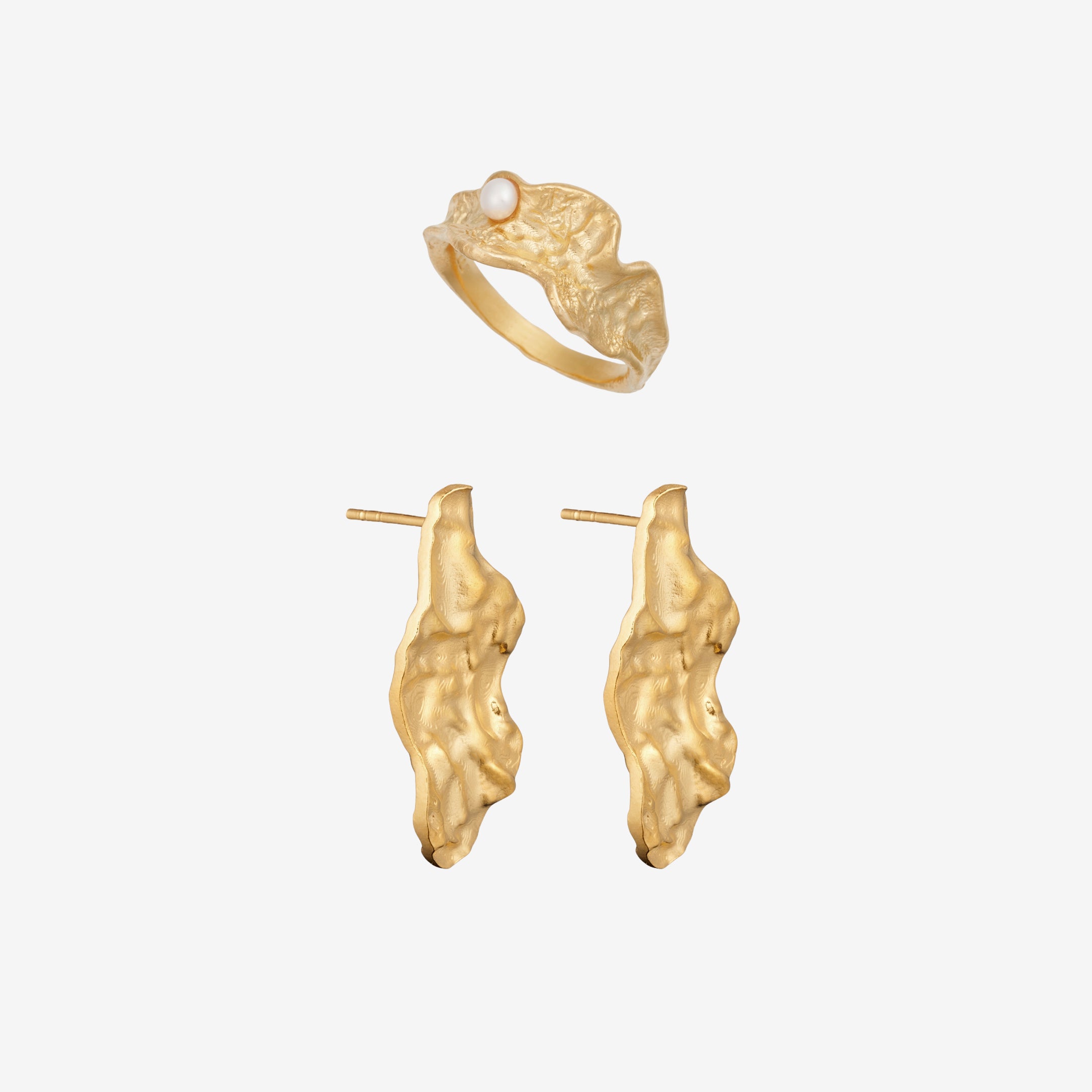 Magma Platte Set Gold: 1 Ring & 1 Ohrring