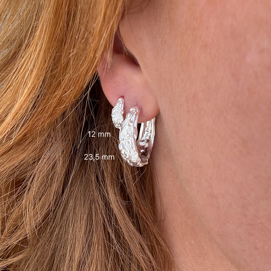Melted Hoop 12 mm Silber