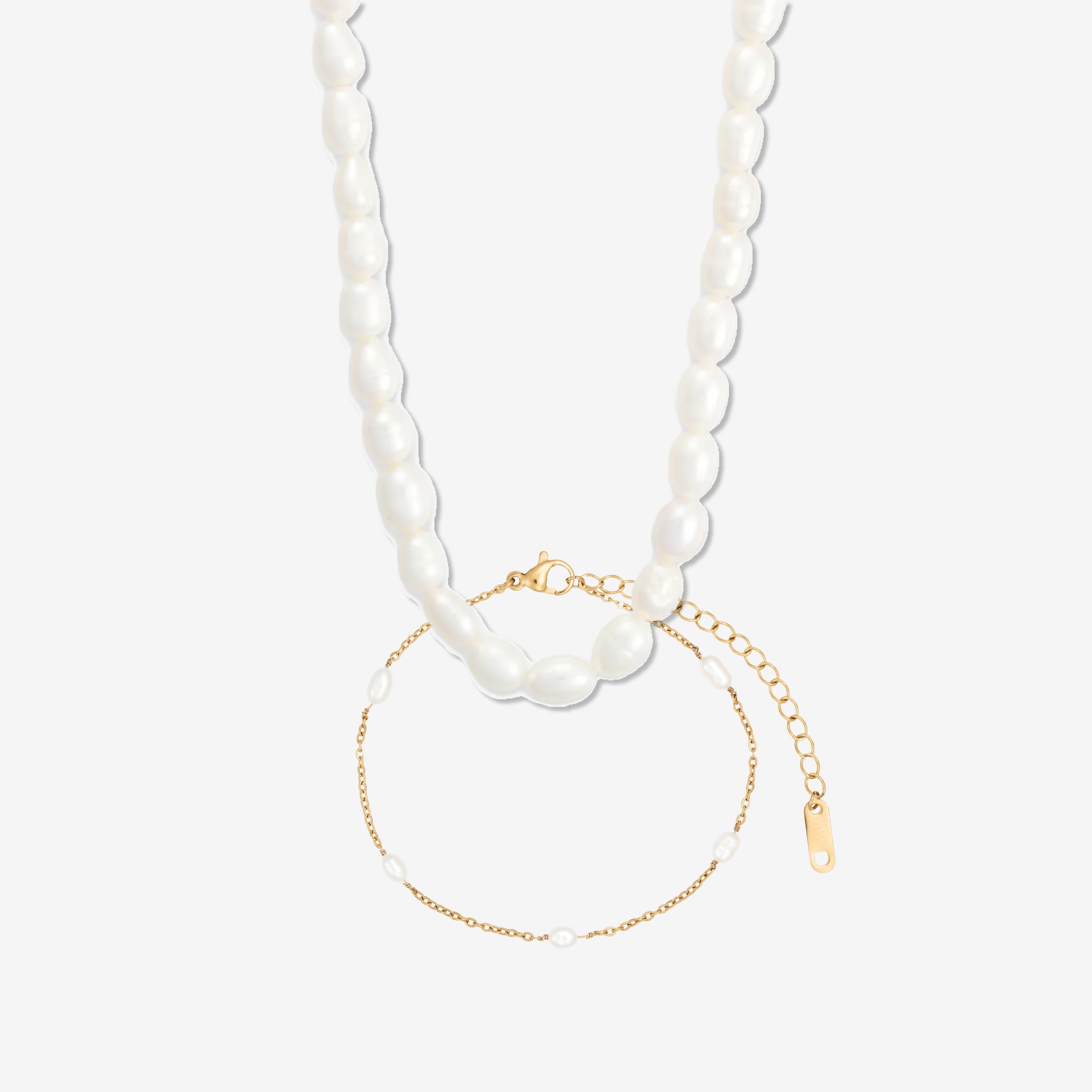 Einfaches Perlen Set: 1 Halskette & 1 Armband