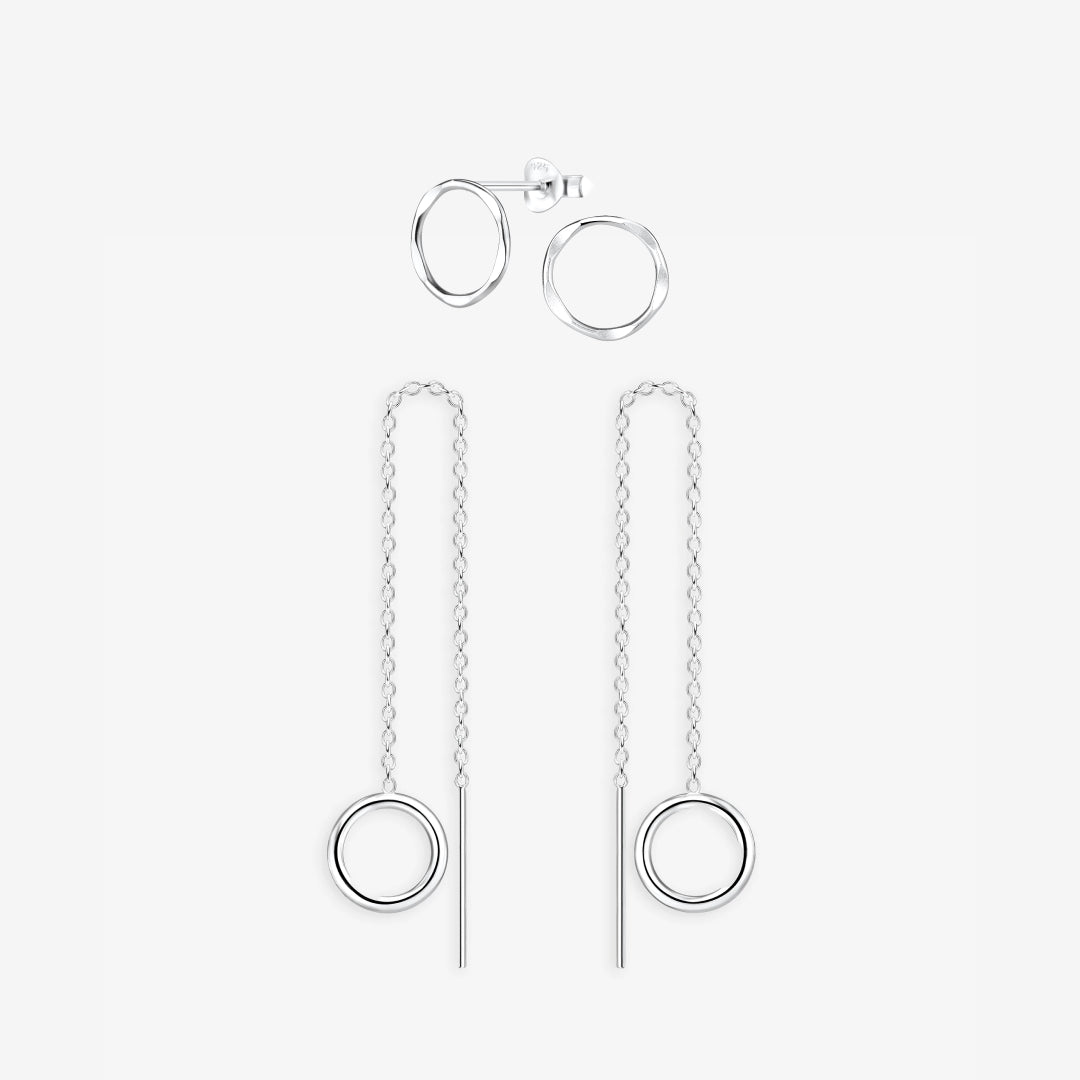 Kreis Ohrringe Set Silber