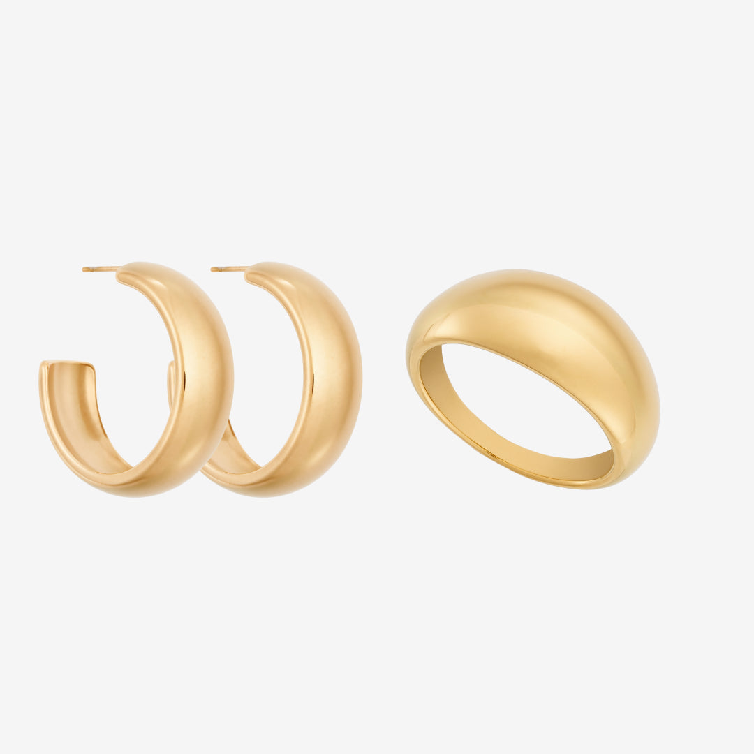 Klassisches Chunky Set: 1 Ring & 1 Ohrring