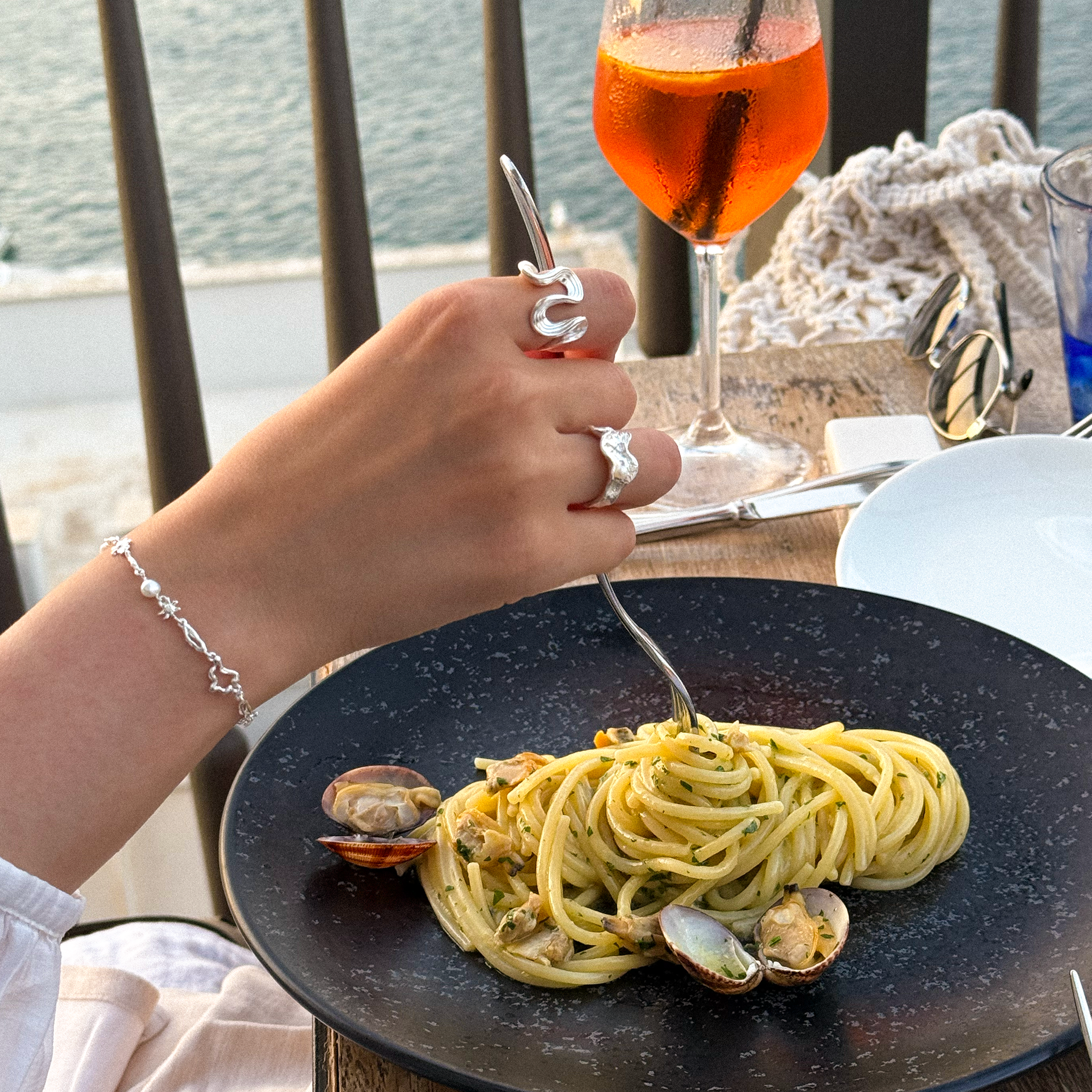 Solis Perlenarmband versilbert