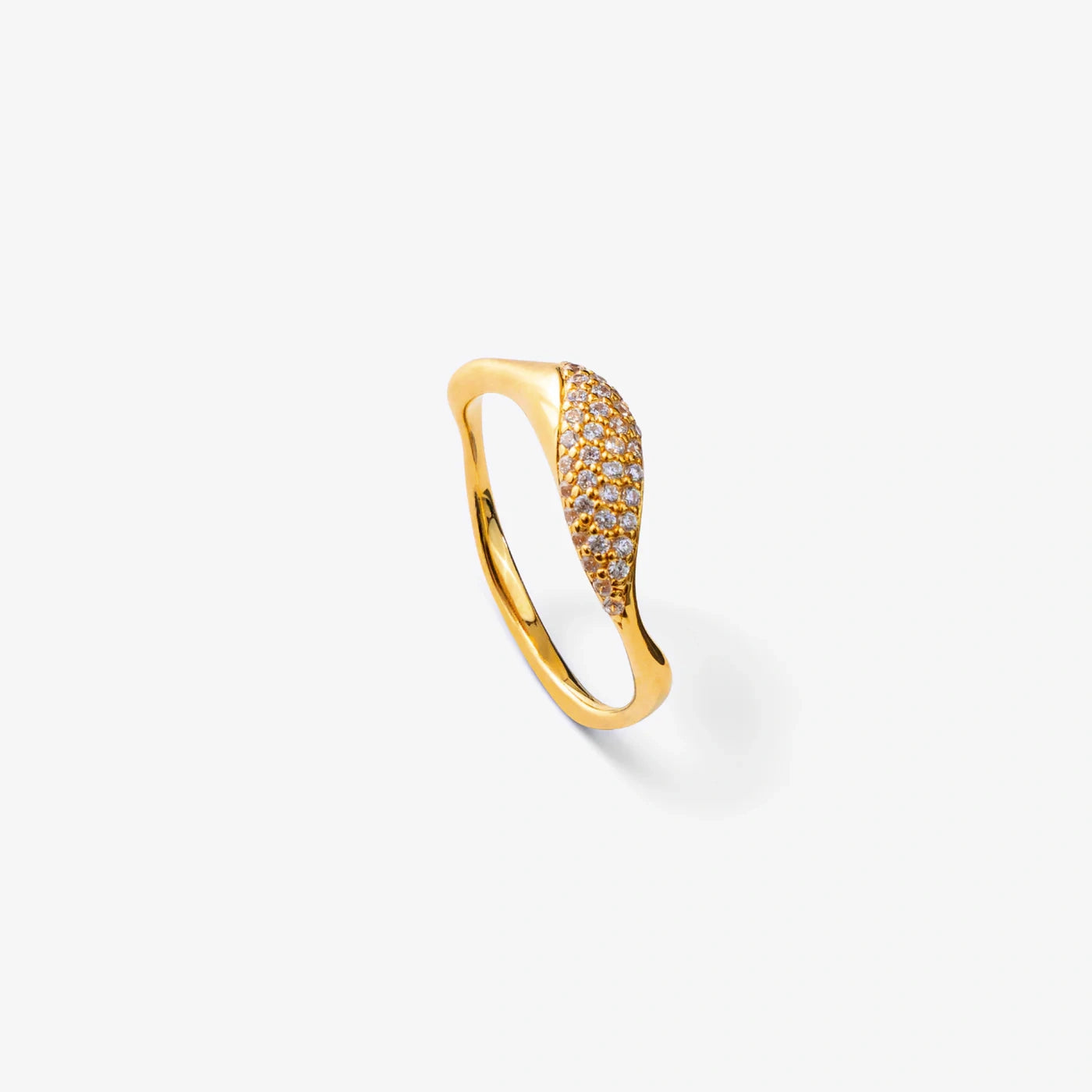 Wave Kristall Ring Vergoldet