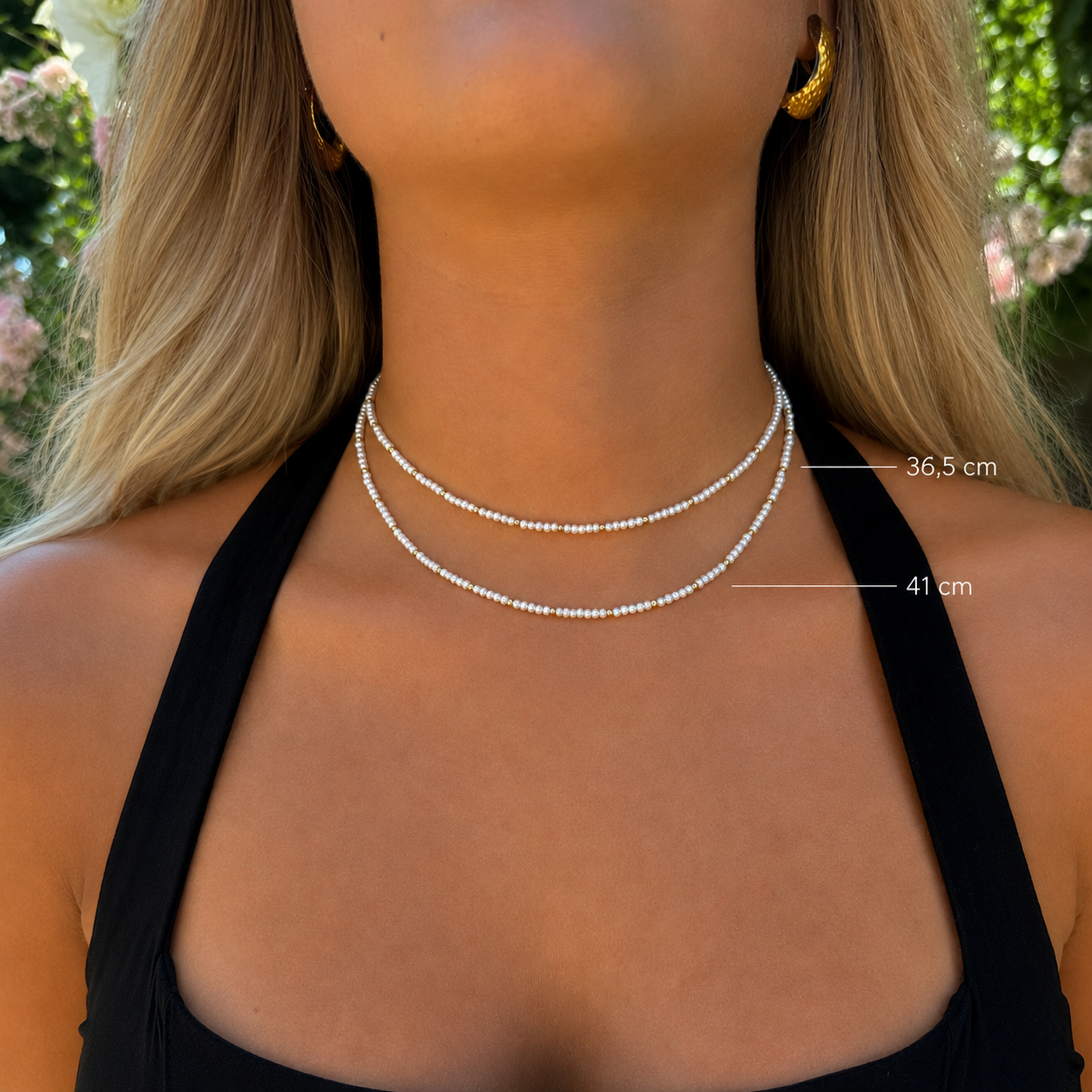 Mikro Perlen Halskette mit Golddetails