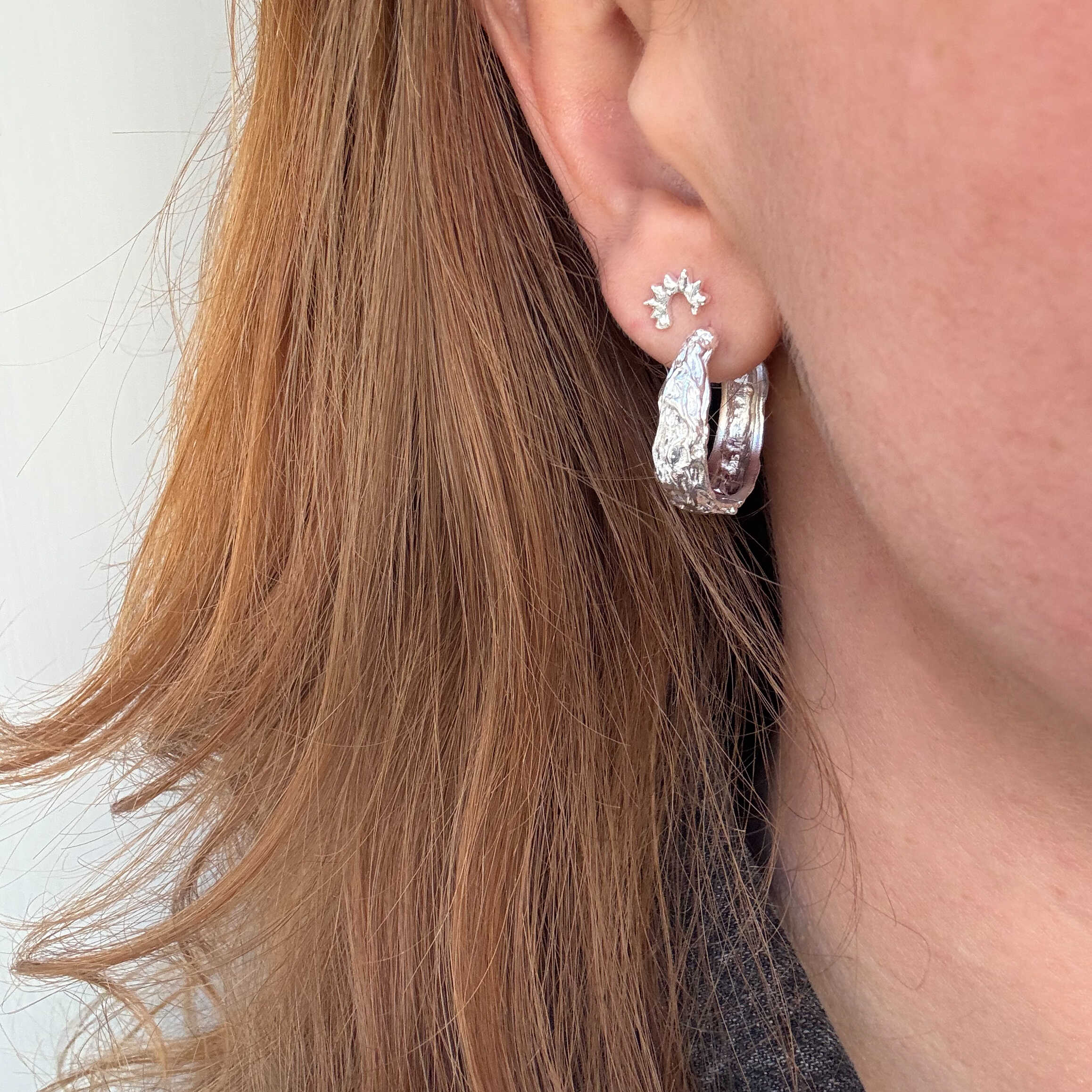 Halbe Sonne Stecker Silber