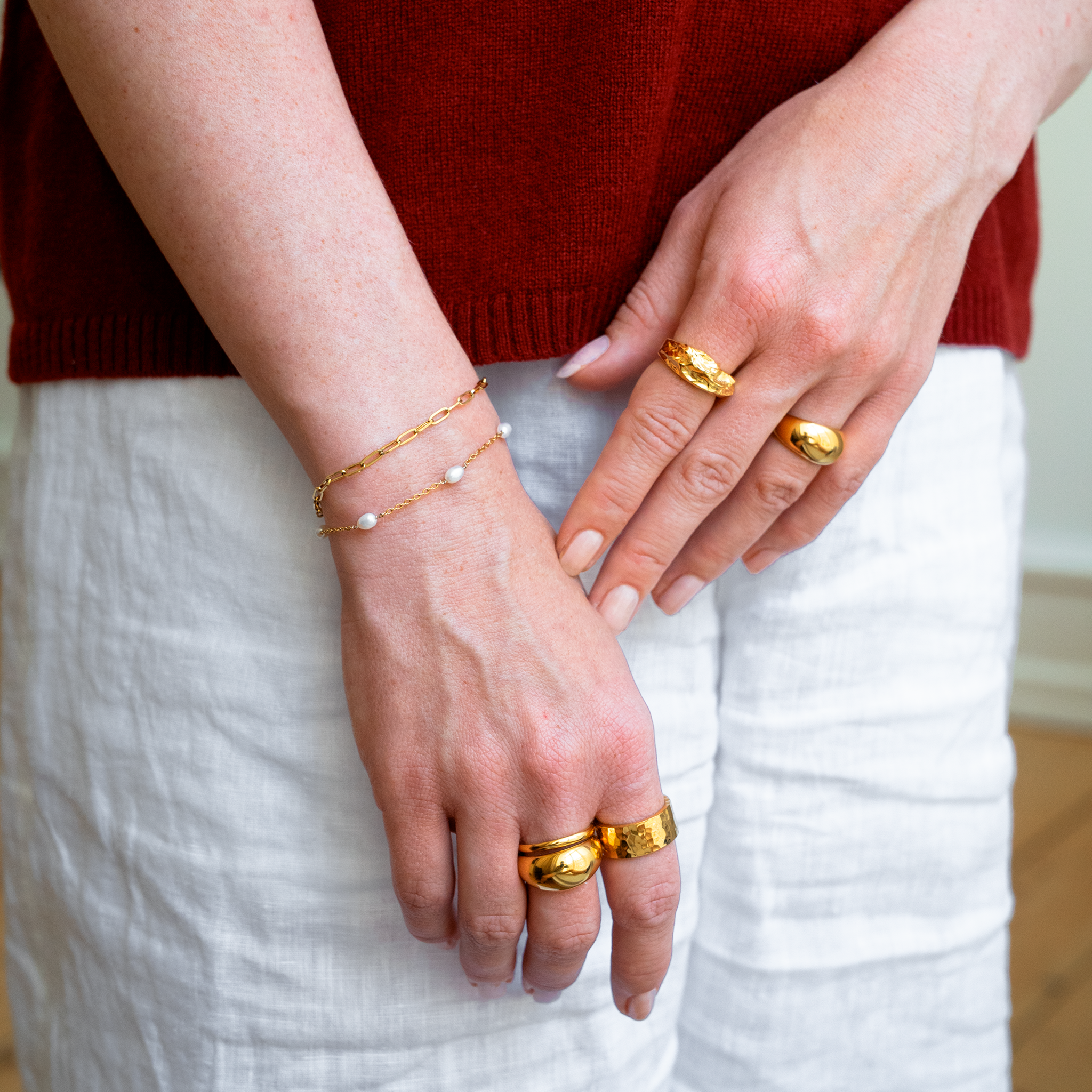 Dot Perlenarmband vergoldet