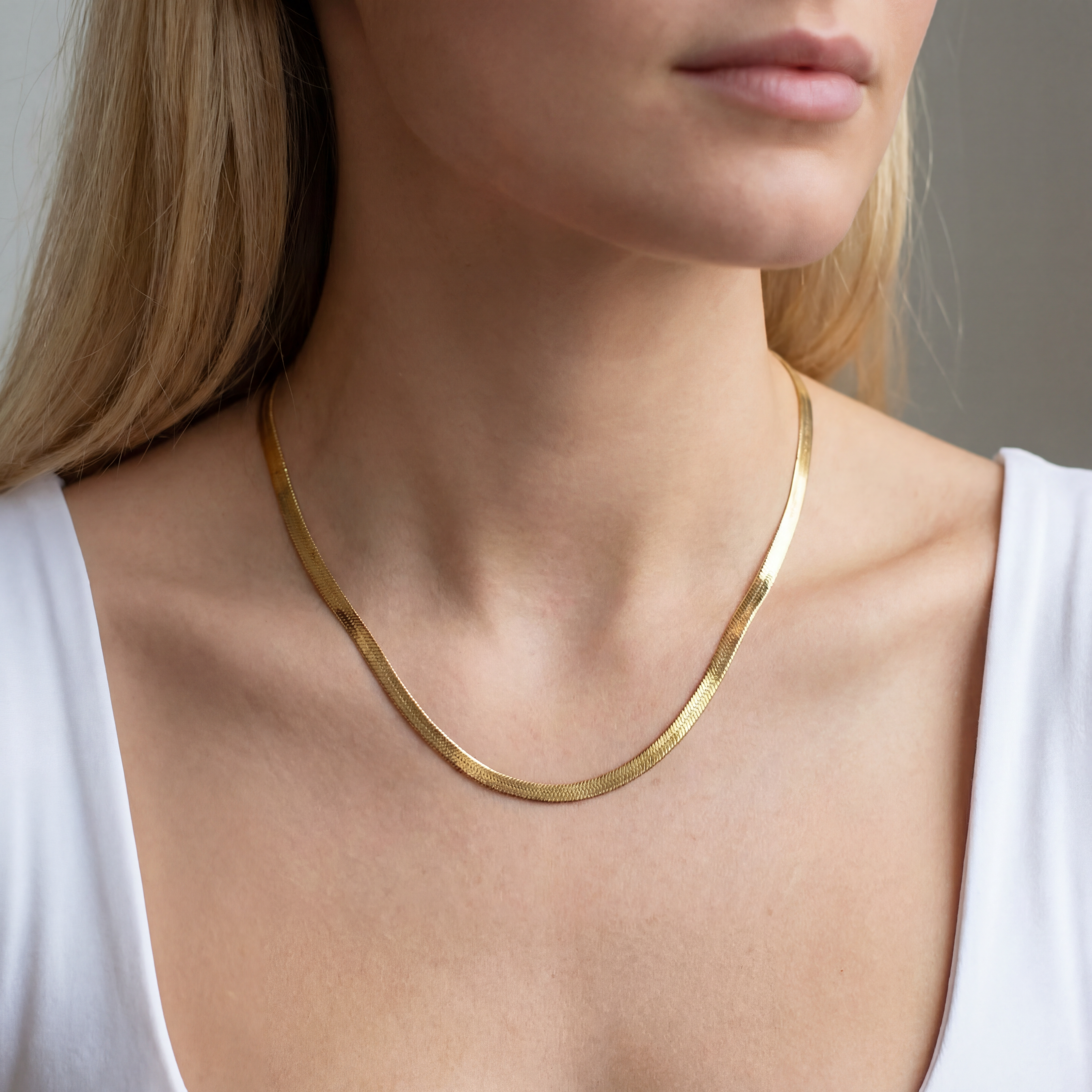 Flache Schlangenkette 4mm vergoldet