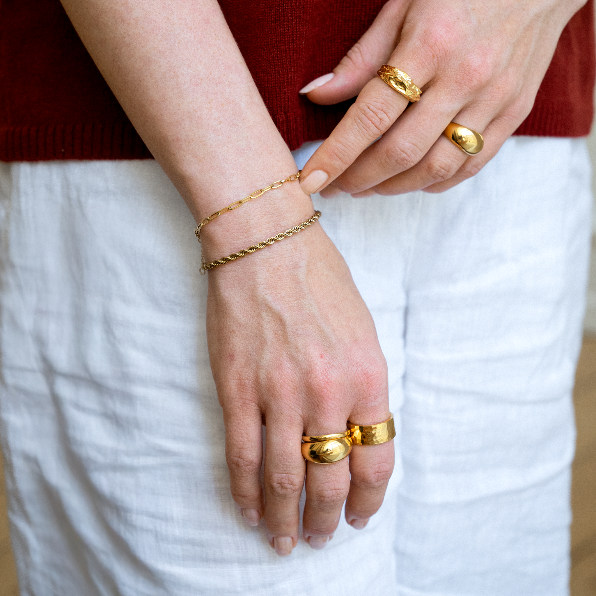 Hammerschlag Chunky Ring Vergoldet