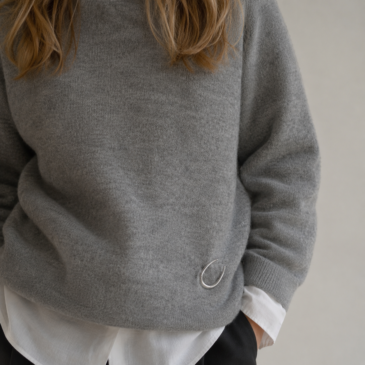 Mond Brosche Silber